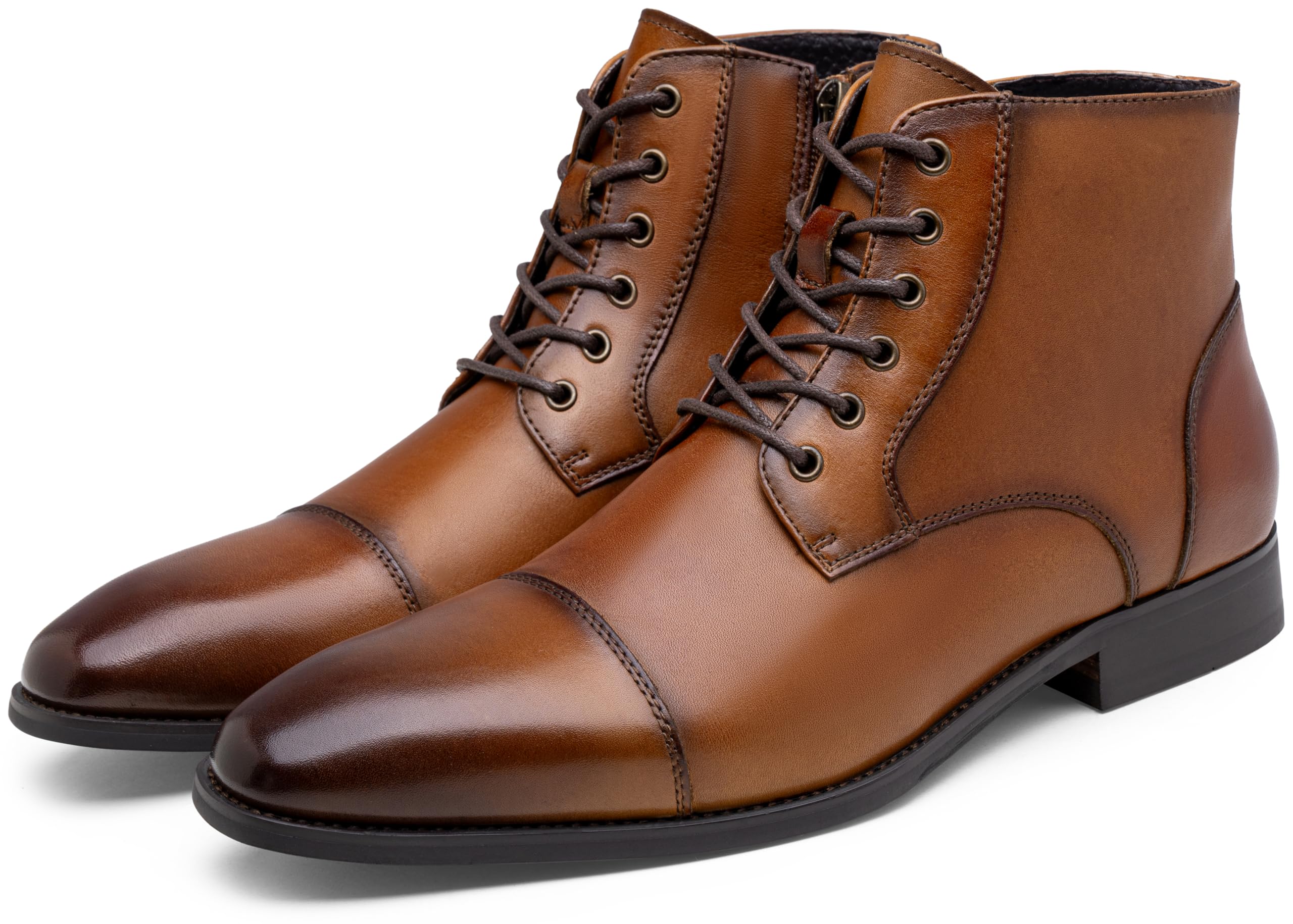 Jousen Men's Leather Dress Boots | Cap-Toe Fashion Boots for Men | Stylish & Comfortable Formal & Casual Wear | Perfect for Office, Parties & Outdoor Events
