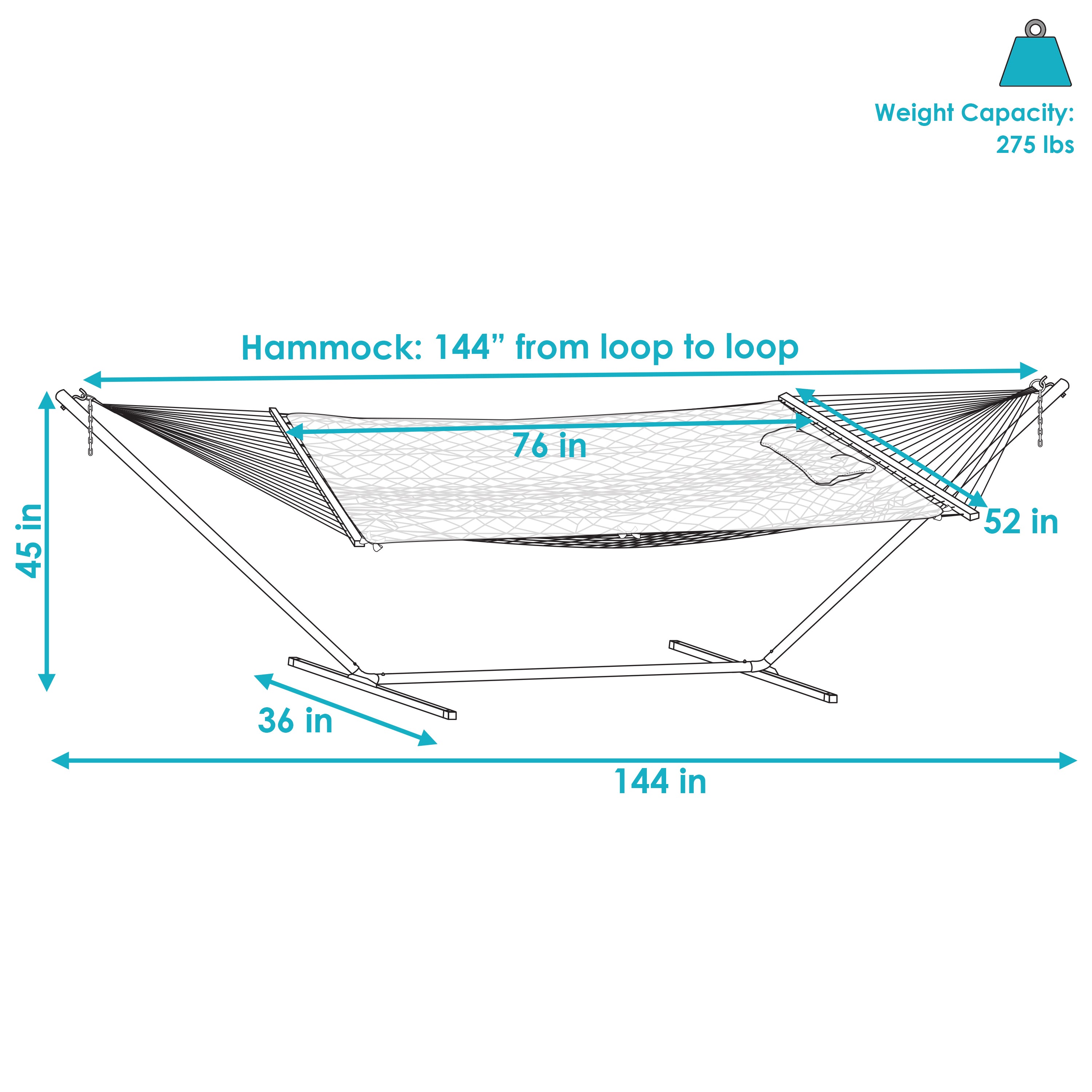 Premium Sunnydaze Rope Hammock with 12-Foot Steel Stand, Comfortable Pad & Pillow - Perfect for Backyard Relaxation, Beach Lounging & Outdoor Camping