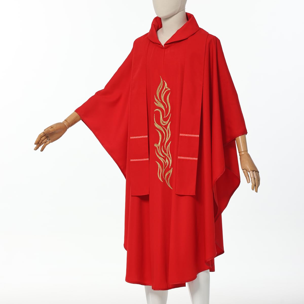 BLESSUME Red Priest Chasuble Vestment for Church Services - Elegant Clergy Robe for Mass, Communion & Religious Ceremonies