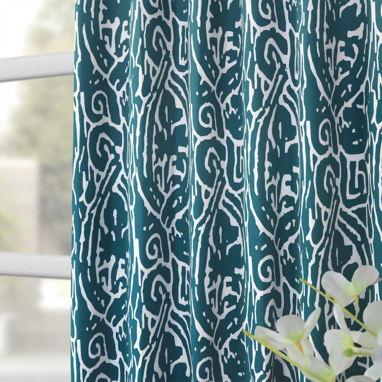 Abstract Teal Blackout Curtains for Bedroom - Modern Window Treatment for Light Blocking & Privacy - Perfect for Living Room, Nursery & Home Decor