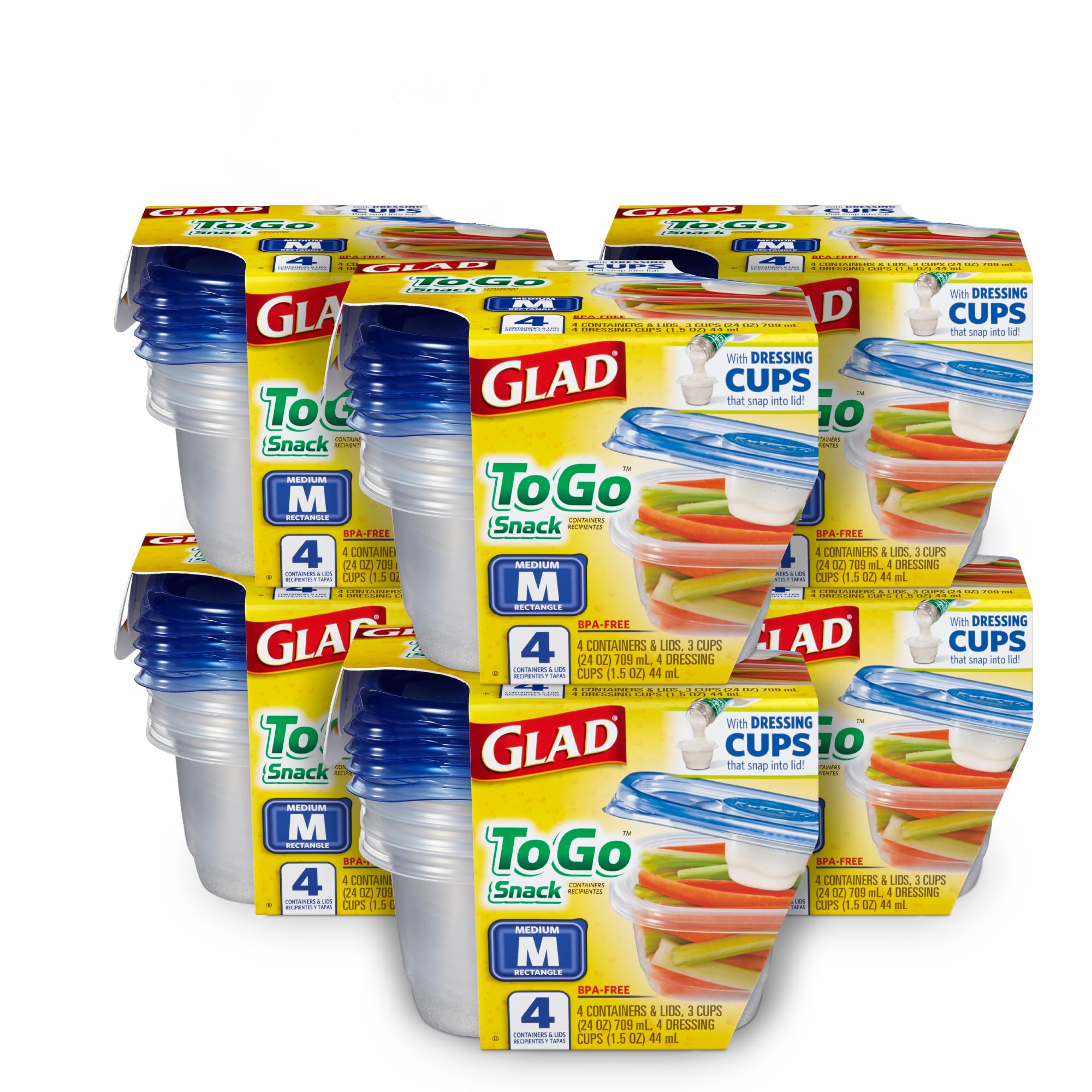 GladWare To Go Lunch Food Storage Containers | 32 oz Round Meal Prep Containers with Lids, 4-Piece Set (Pack of 6) – Perfect for Office Lunches, Picnics & Leftovers