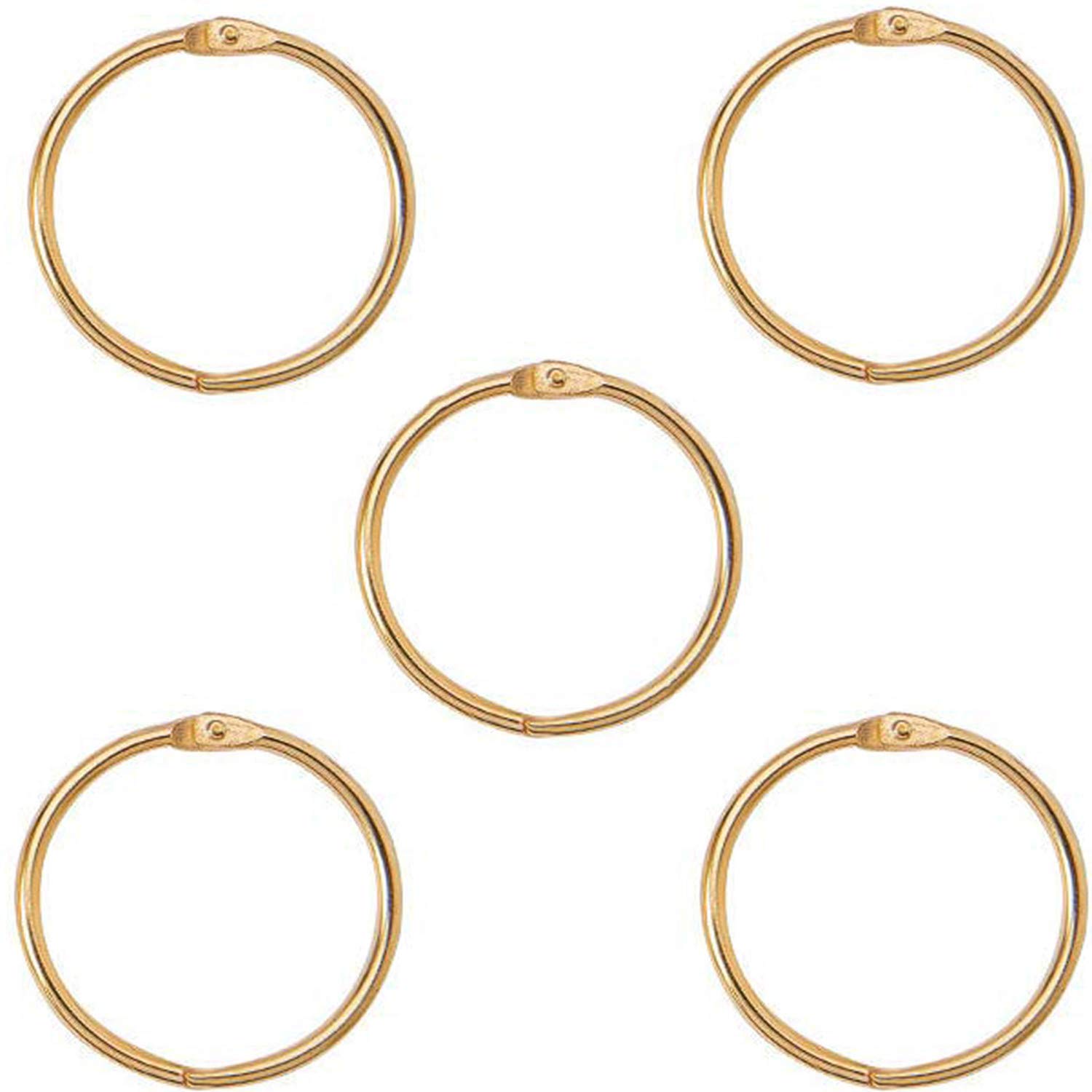 XMHF 2 Inch (5 Pack) Nickel Plated Steel Loose Leaf Binder Rings - Durable Keychain Key Rings & Metal Book Rings in Golden Finish - Perfect for School Binders, Home Organization & Office Supplies