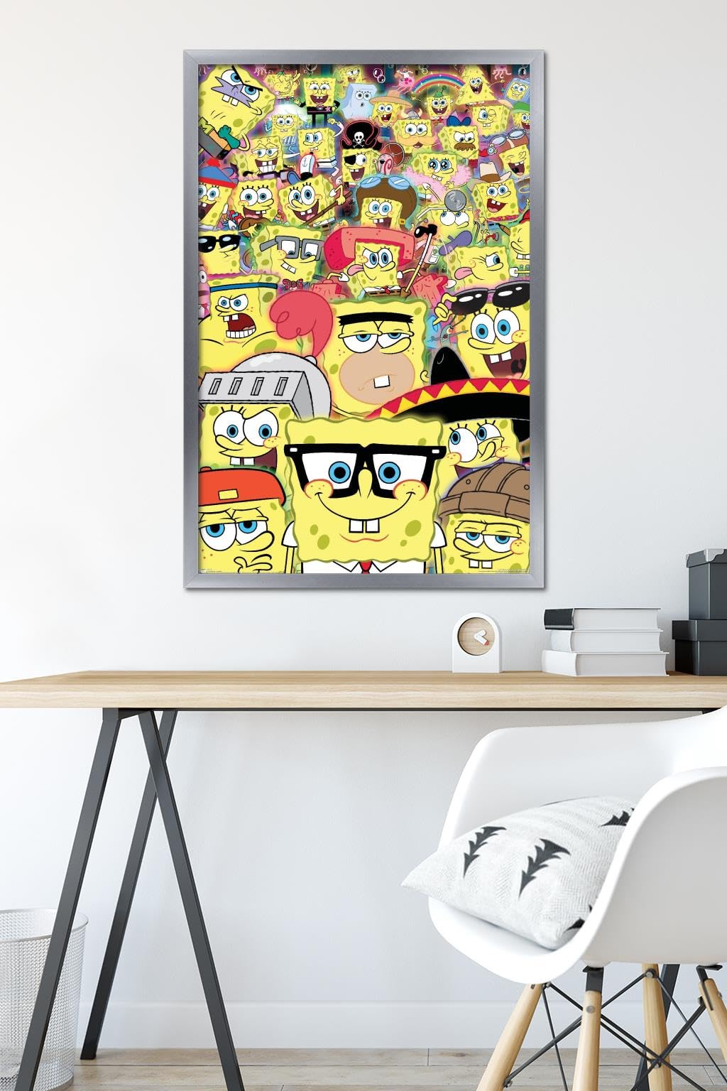 Trends International Nickelodeon SpongeBob SquarePants Disguise Wall Poster - 22.375 x 34 Inches, Silver Framed Art Print - Perfect for Kids' Bedroom Decor, Game Room, or Classroom Wall Art