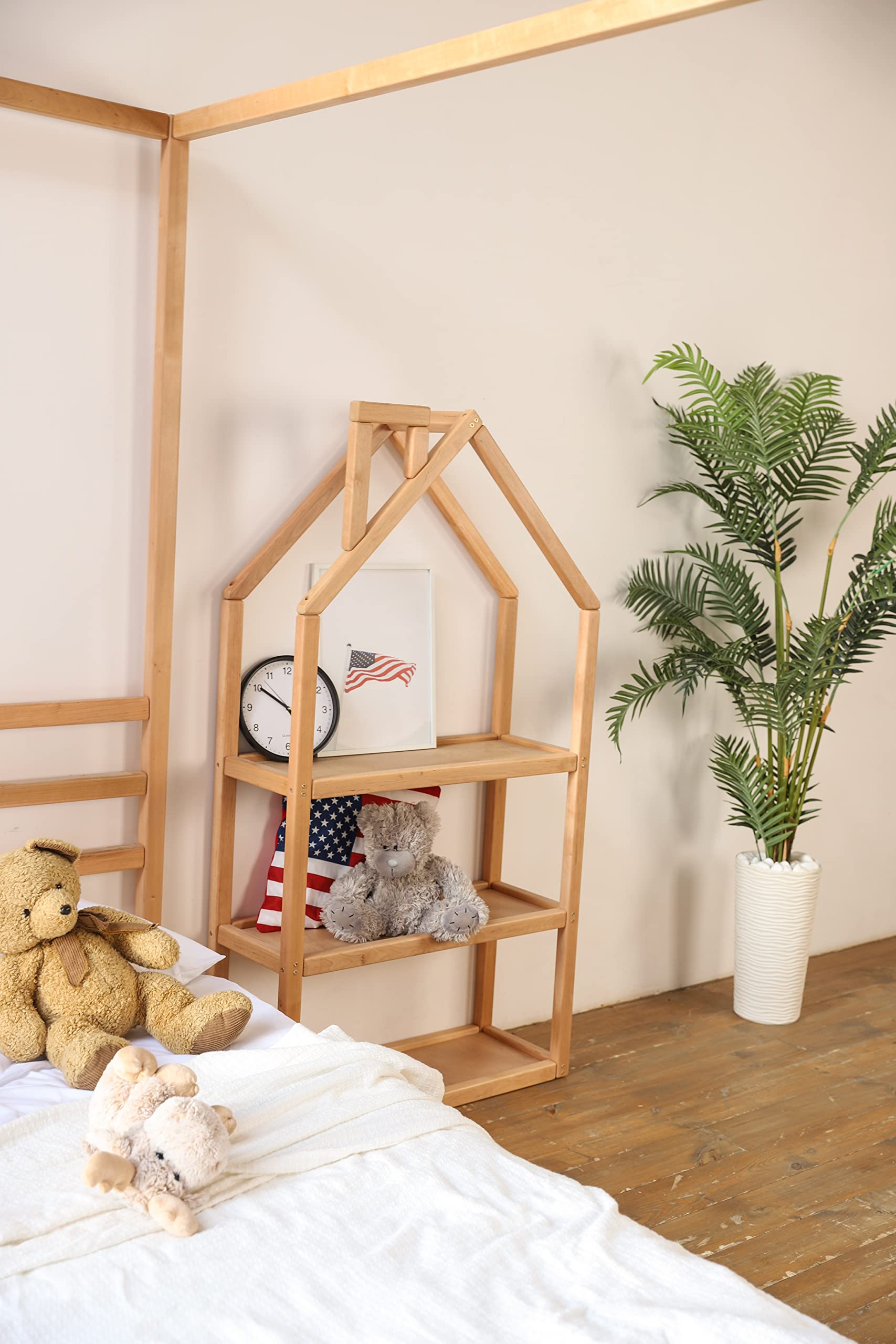 Montessori Bookshelf for Kids - Wooden Toddler Bookshelf & Room Organizer - Montessori Furniture for Nursery, Playroom & Bedroom - Space Saving Kids Bookshelf for Learning & Play