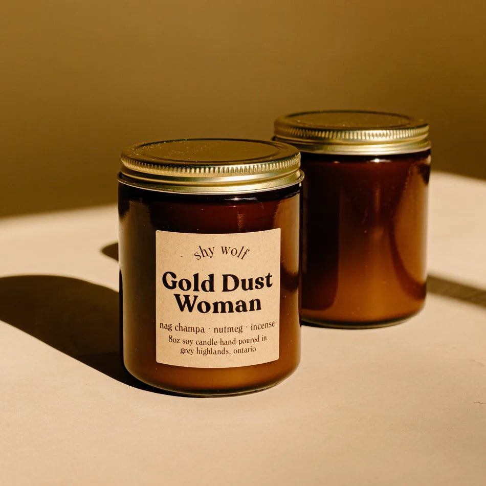 Shy Wolf Gold Dust Woman Soy Candle - Handmade Natural Scented Candle for Home, Yoga & Meditation - Romantic Gifts for Women, Aromatherapy Relaxation