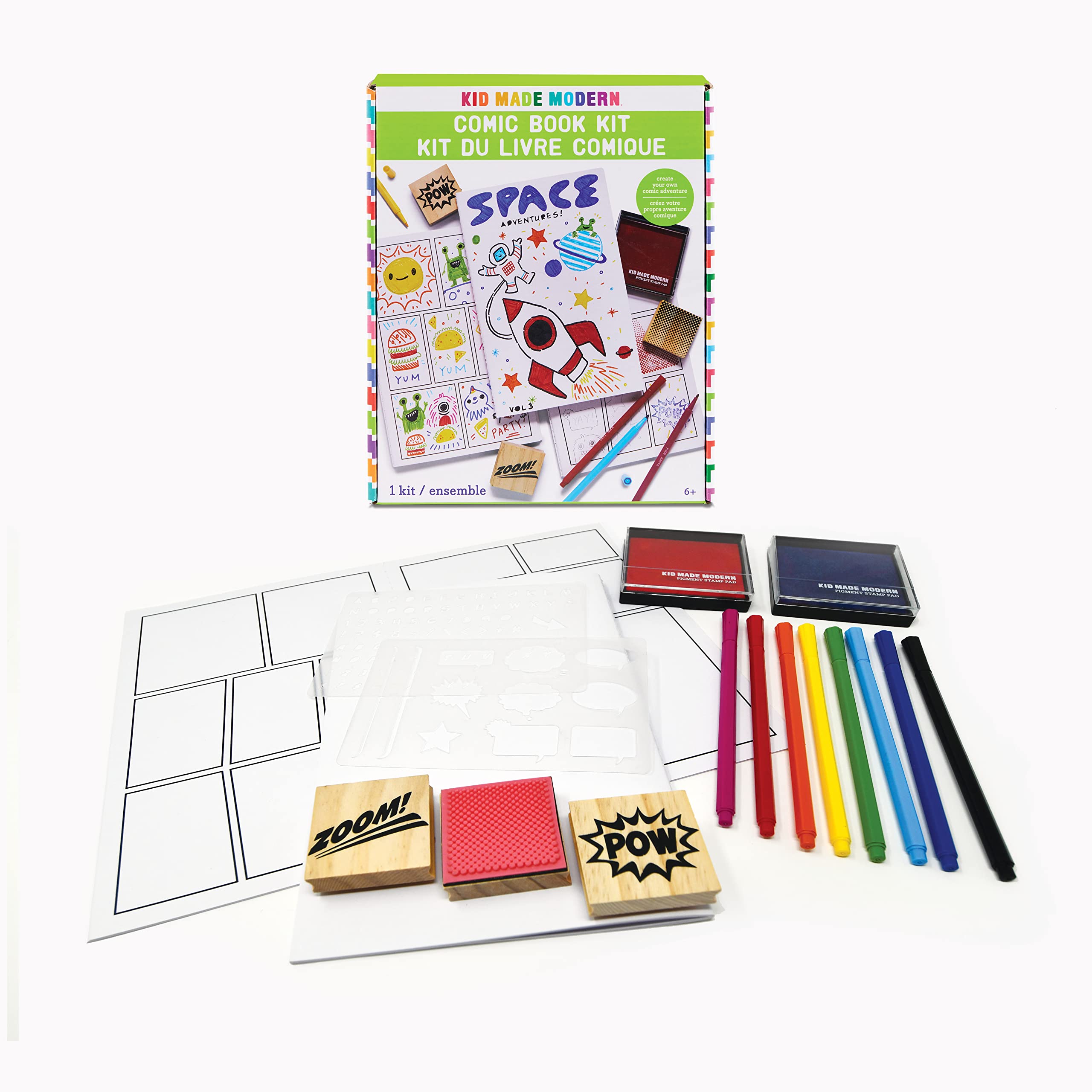 KID MADE MODERN Comic Book Kit - Creative Art Set for Kids with Blank Comic Book Pages & Stickers - Perfect for Storytelling, Drawing & DIY Projects at Home or School