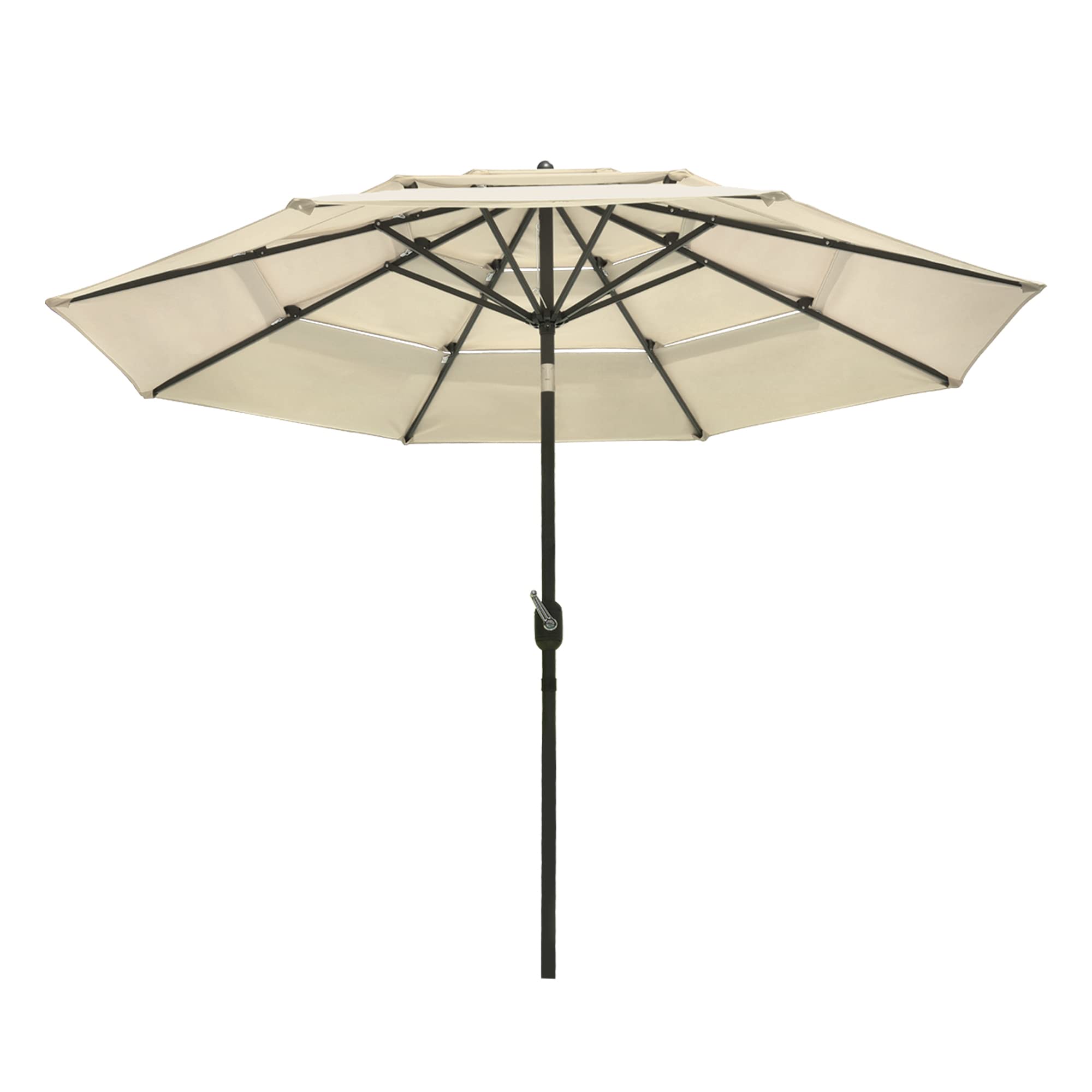 Yescom 10ft 3-Tier UV70+ Push Tilt Patio Umbrella with Crank Handle - Outdoor Shade Solution for Pool, Deck, Garden, and Patio Furniture - Perfect for Lounging, Dining, and Sun Protection