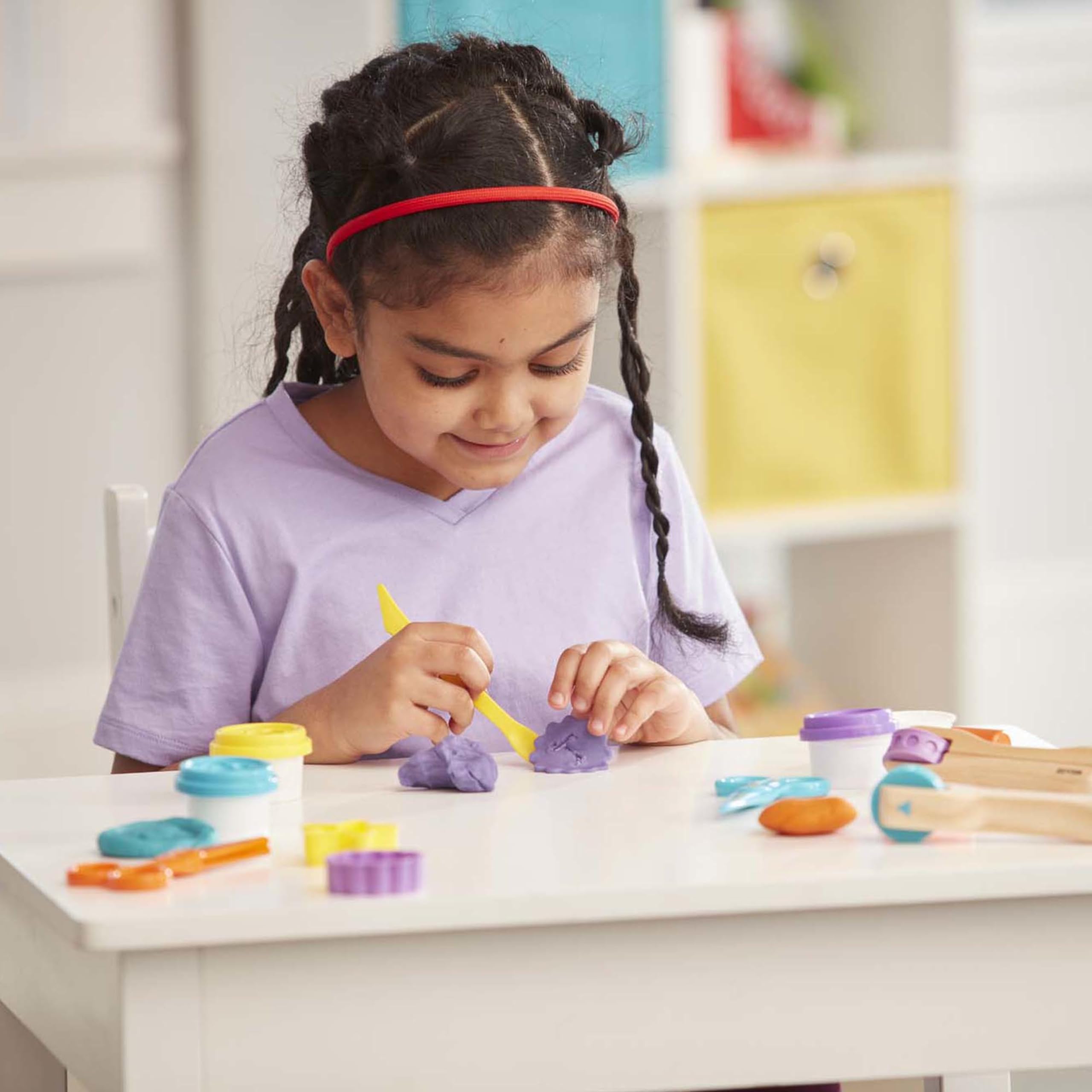 Melissa & Doug Modeling Dough Kit for Kids Ages 3+ - 8 Tools & 4 Colors of Play Dough with Cutters, Rollers & Stampers | Creative Arts & Crafts Activity for Preschoolers | Perfect for Birthday Gifts & Classroom Playtime