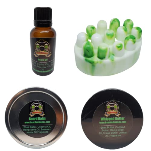 Premium Beard Care Kit - Natural Beard Oil, Soap, Balm & Butter for Men - Grooming Gift Set for Soft, Healthy Facial Hair - Perfect for Daily Use & Gifting