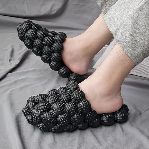 Bubble Slides Massage Slippers for Women & Men - Non-Slip Spa & Gym Slippers with Soft Pillow Support - Stress Relief & Foot Relaxation - Perfect for Home, Spa, Yoga, and Post-Workout Recovery