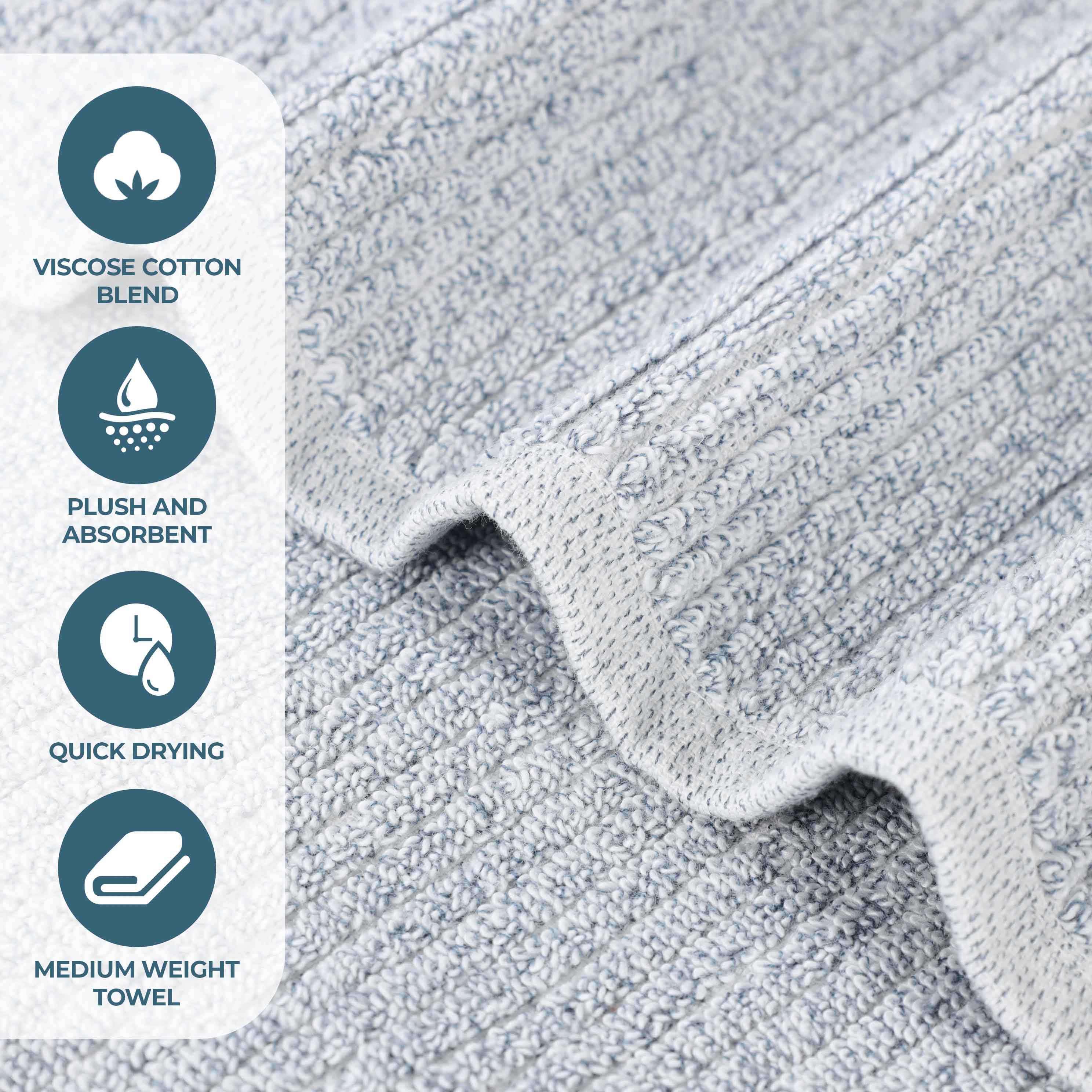 Premium 12-Piece Cotton Blend Ribbed Towel Set - Ultra Soft & Absorbent Bath Towels for Spa, Gym & Luxury Home Use