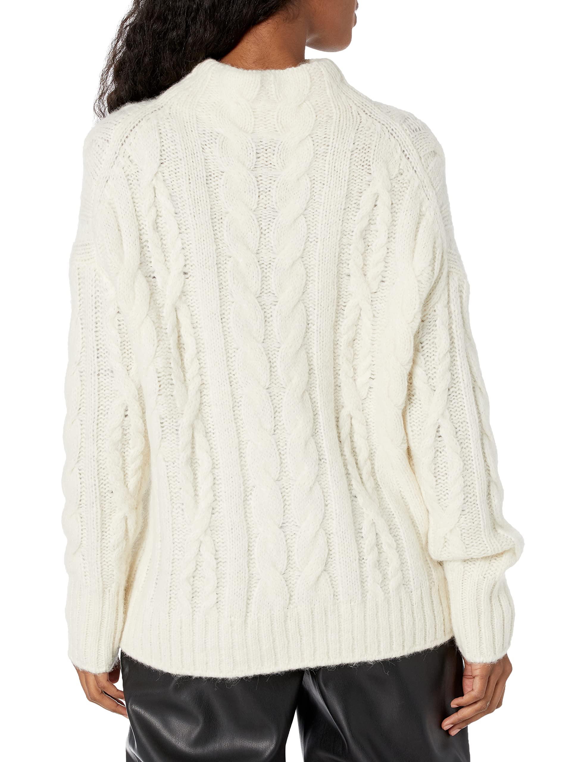 Vince Women's Braided Cable Funnel Neck Sweater - Soft Wool Knit Pullover for Fall & Winter - Perfect for Office, Date Night & Holiday Gatherings