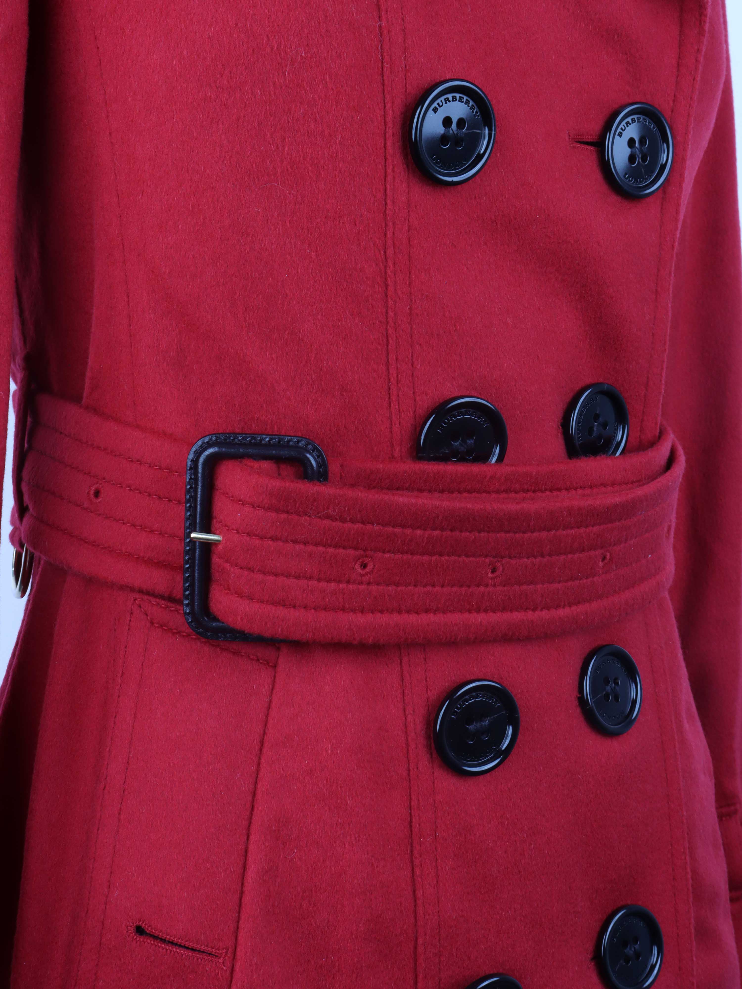 Burberry Red Cashmere Coat for Women - Luxury Winter Warm Wool Blend Trench Coat | Perfect for Office, Parties & Holiday Outfits