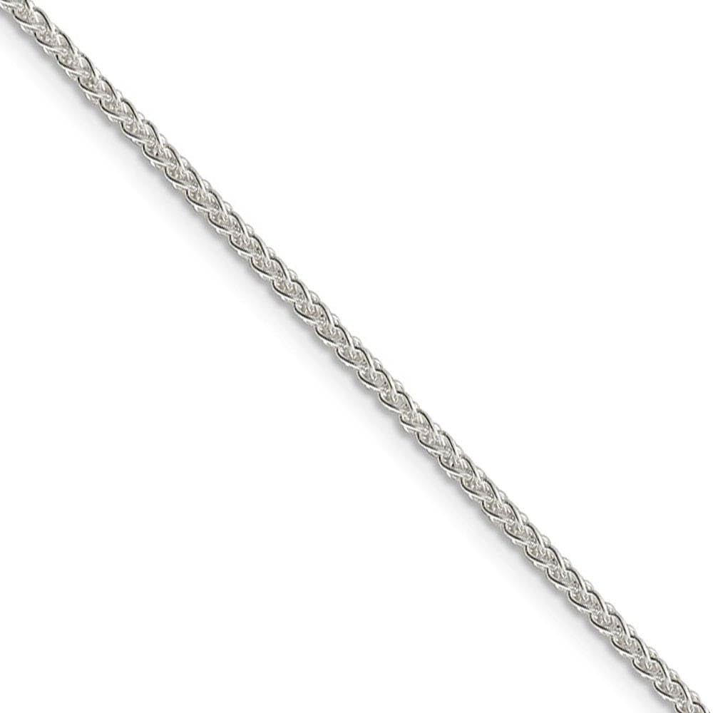 1.75mm Sterling Silver Round Solid Spiga Chain Necklace - Elegant Black Bow Pendant for Women, Gift for Her, Perfect for Parties, Weddings & Everyday Wear