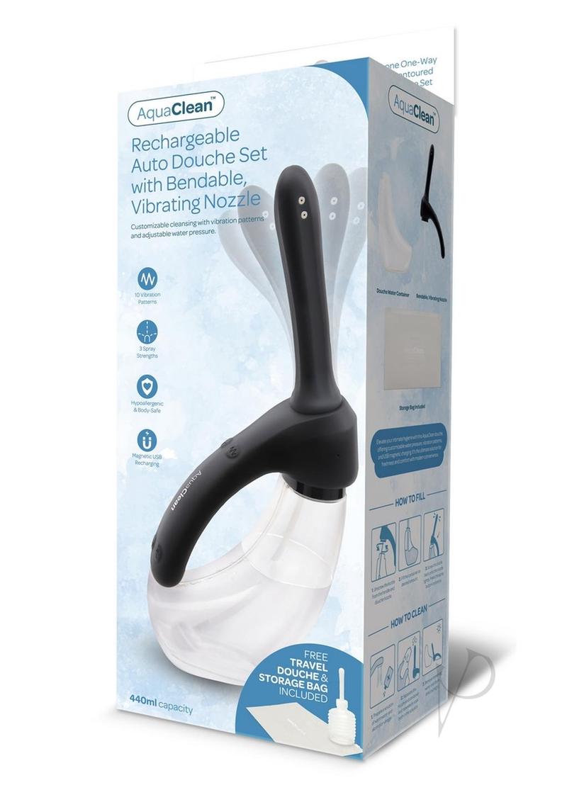 AquaClean Rechargeable Automatic Bidet Attachment - Black | Water Spray Toilet Seat Cleaner for Home & Travel Use