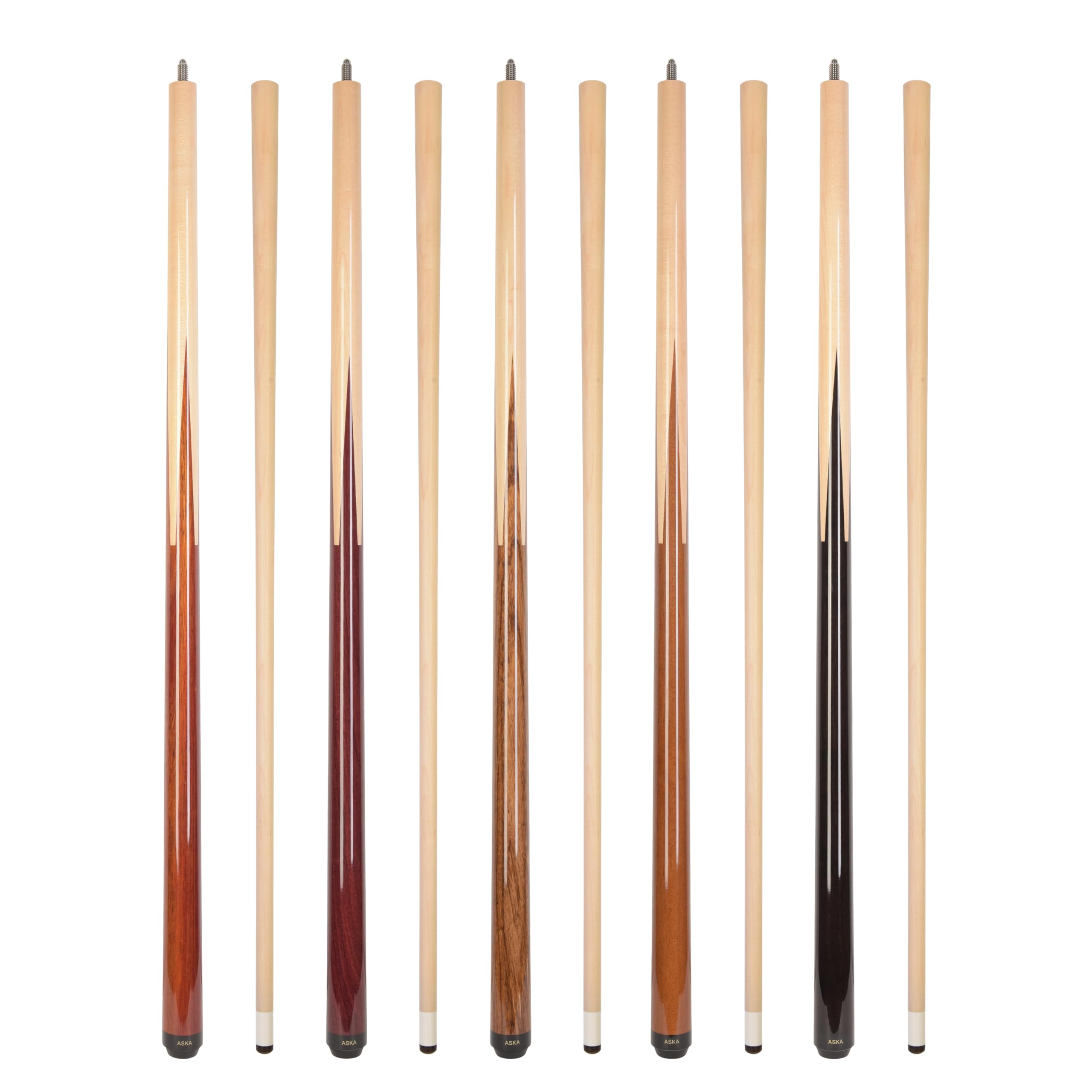 ASKA 5-Piece Billiard Pool Cue Set - Sneaky Pete Pool Sticks with Mixed Weights (58 Inch, 13mm Hard Le Pro Tip) for Professional & Home Pool Games