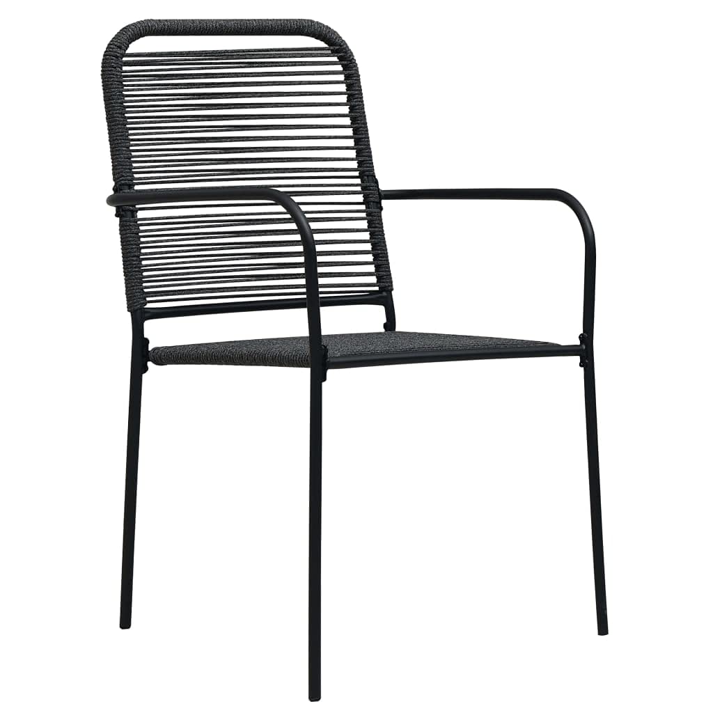 Minimalist Patio Chairs Set - Weather-Resistant & UV-Protected Cotton Rope & Steel Outdoor Furniture - Easy Assembly Black Garden Chairs for Backyard, Poolside & Patio Relaxation