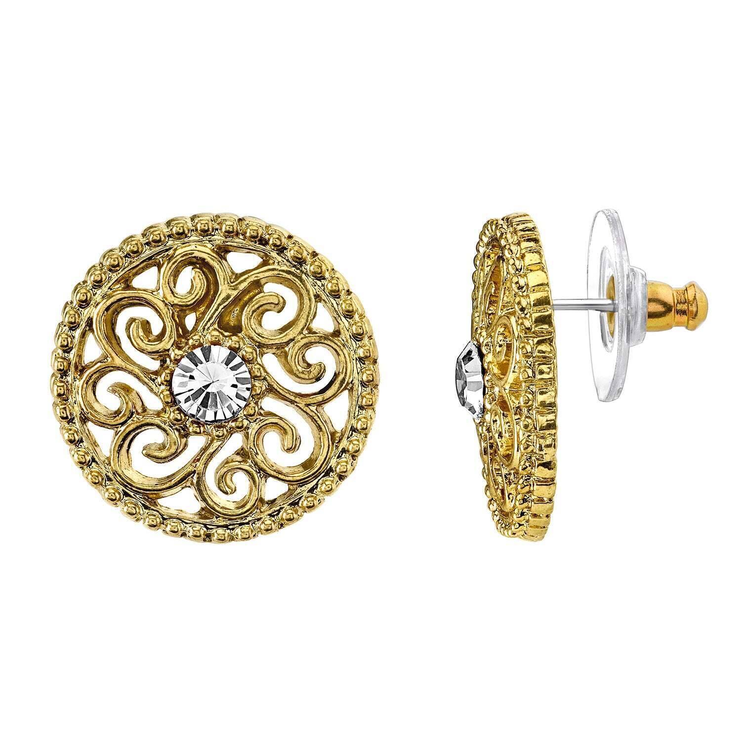 1928 Vintage Crystal Open Lattice Button Earrings for Women - Elegant Dangle Earrings for Party, Wedding & Special Occasions