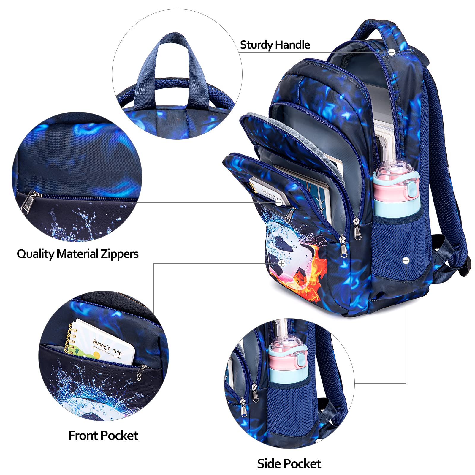 LEDAOU Kids School Backpack with Lunch Box - Waterproof Bookbag for Boys & Girls, Preschool Kindergarten Toddler Backpack - Perfect for School, Travel & Outdoor Activities