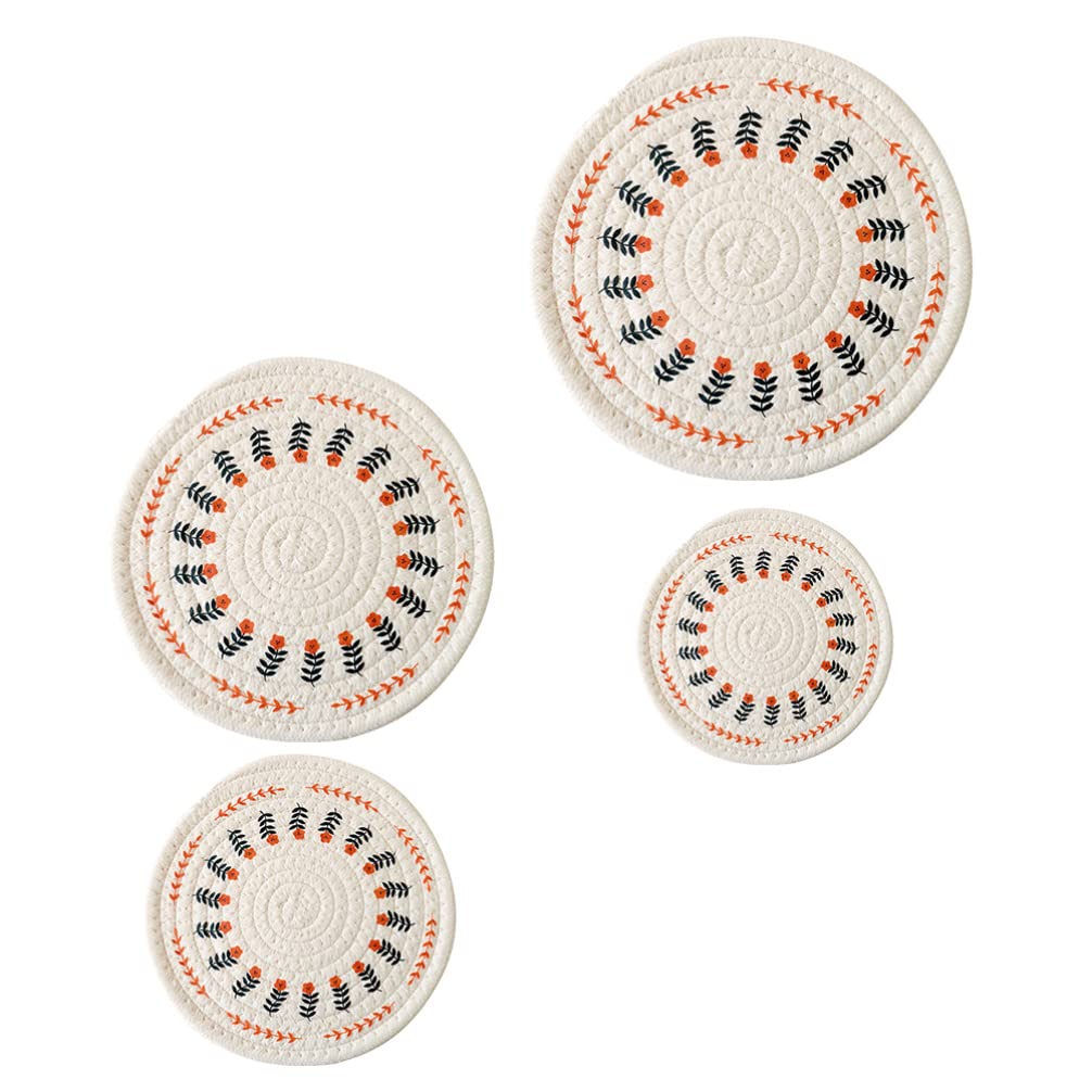Rustic Cotton Coaster Set - 4 Pack Absorbent & Heatproof Drink Coasters for Hot & Cold Beverages | Perfect for Weddings, Home Decor, Kitchen & Dining Table Accessories