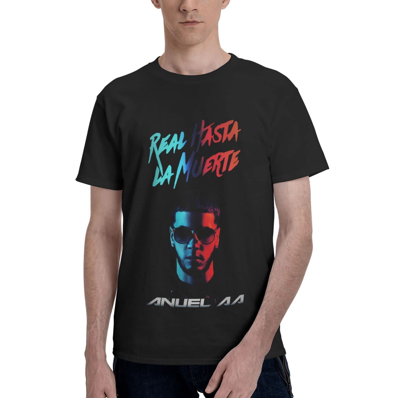 Anuel AA Real Hasta La Muerte T-Shirt for Men - Comfortable Summer Round Neck Tee - Perfect for Concerts, Streetwear & Casual Outfits