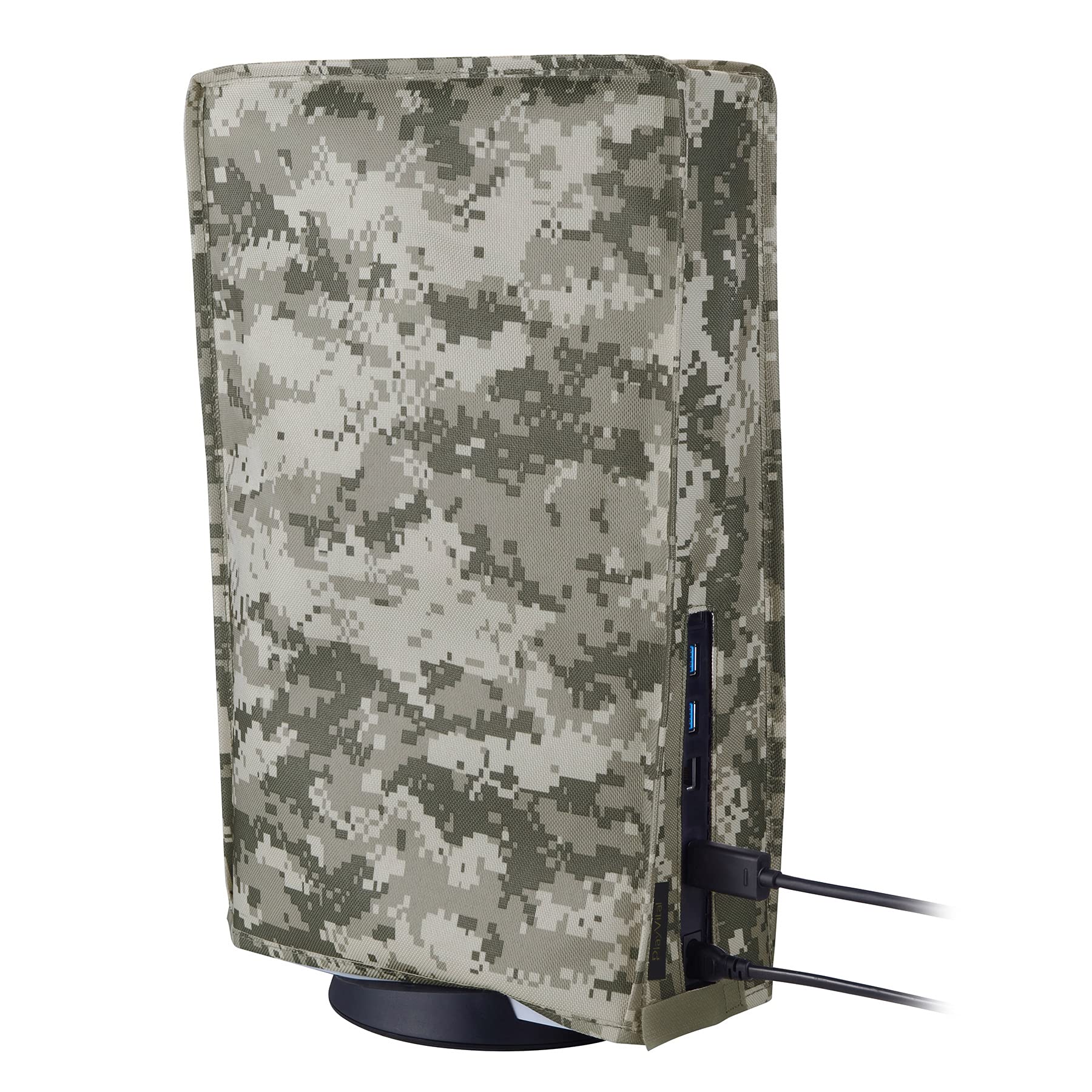 PlayVital Nylon Dust Cover for PS5 Console - Soft Lining, Anti-Scratch & Waterproof Protective Sleeve for PS5 Digital/Disc Edition (Digital Camouflage) - Perfect for Gaming Setup Protection & Travel Storage