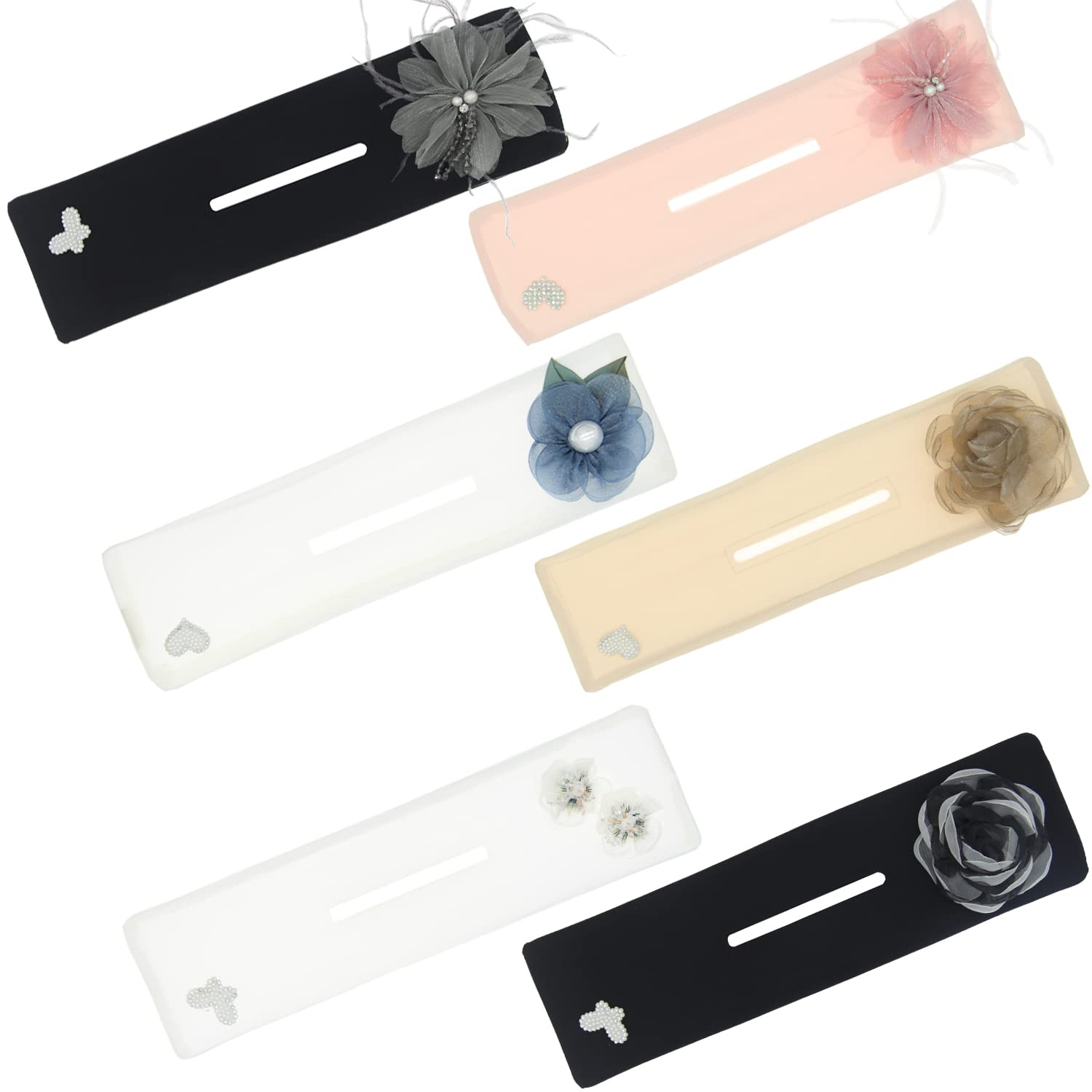K&Y 6-Piece Elegant Flower Butterfly Hair Curler Bun Maker Set for Women & Girls - Soft Hair Rollers for Effortless Updos, Ponytails & Stylish Buns (Mixed Colors) - Perfect for Weddings, Parties & Everyday Hairstyling