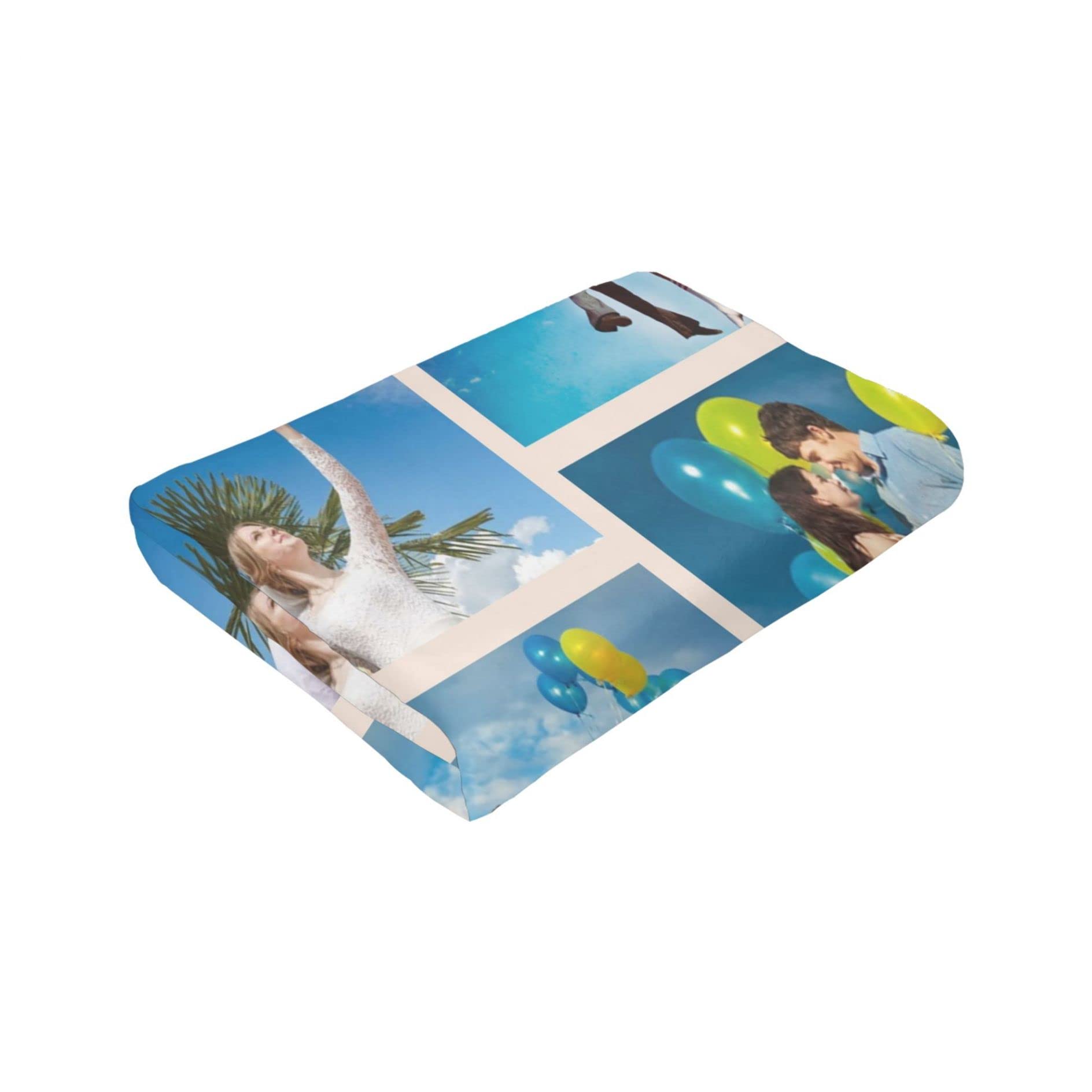Custom Photo Collage Fleece Blanket - Personalized Gift for Her, Him, Dad, Mom, Grandma & Grandpa - Soft Travel Memory Throw Blanket with 4 Photos - Perfect for Anniversaries, Birthdays & Family Reunions