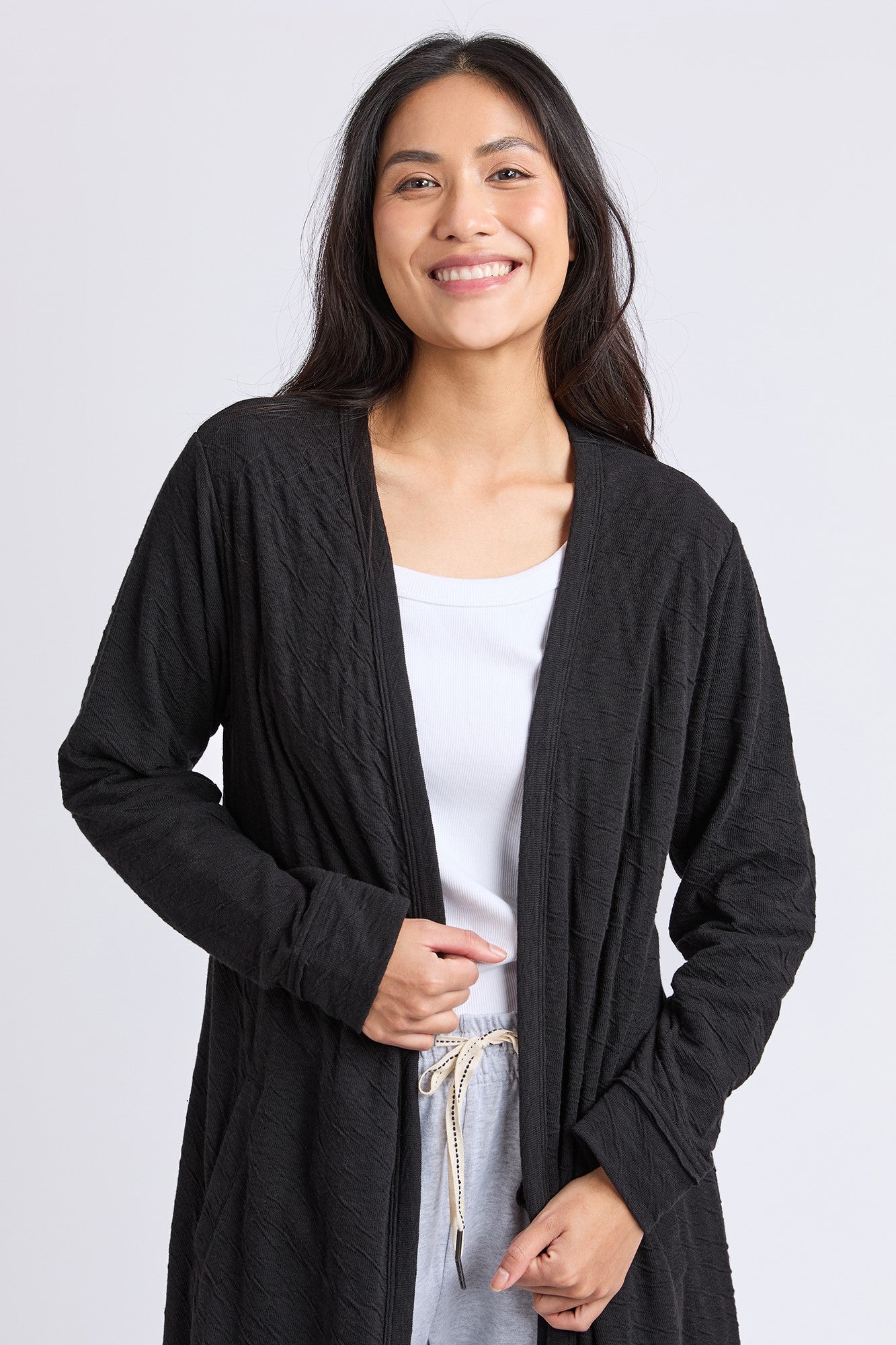 Elm Haven Women's Black Jersey Cardigan - Soft & Comfortable Knit Sweater for Casual Wear, Office & Layering