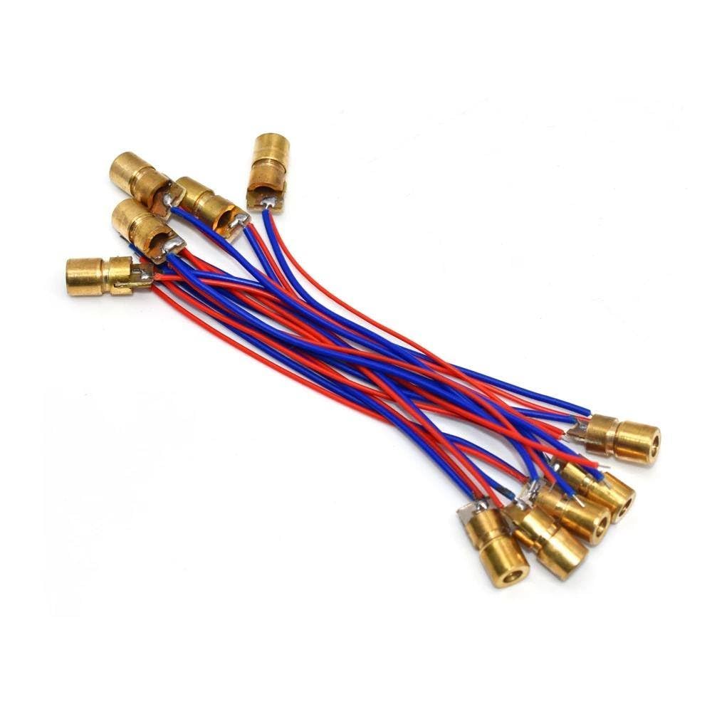 10PCS 5V 650nm 5mW Adjustable Red Laser Dot Diode Module with Copper Head - Mini Laser Pointer for Presentations, Astronomy & DIY Projects