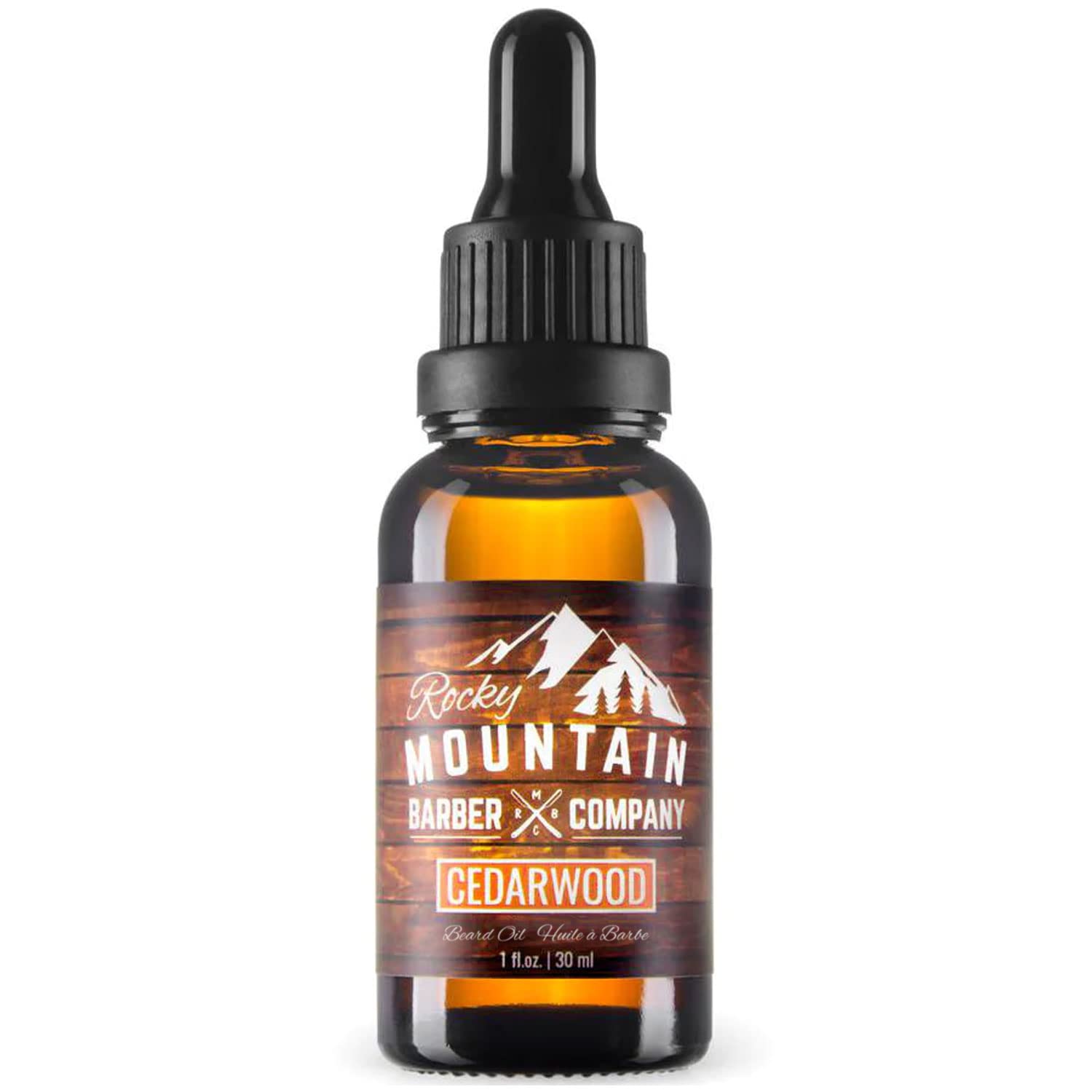 Rocky Mountain Barber Company Men’s Cedarwood Beard Oil with Grapeseed, Coconut & Argan Oils - Natural Essential Oil for Beard Growth & Grooming - Perfect for Daily Moisturizing & Styling