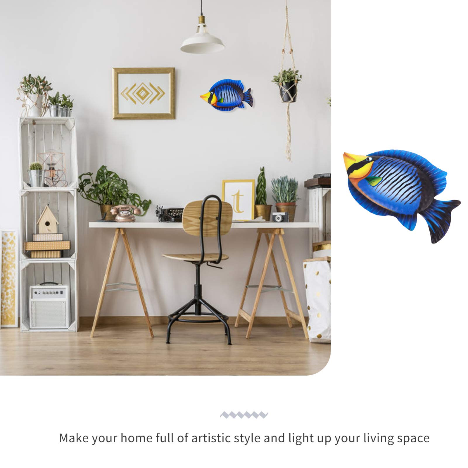 Handmade Wrought Iron Fish Wall Art - Coastal Beach Fishing Decor for Living Room, Bedroom & Outdoor Patio