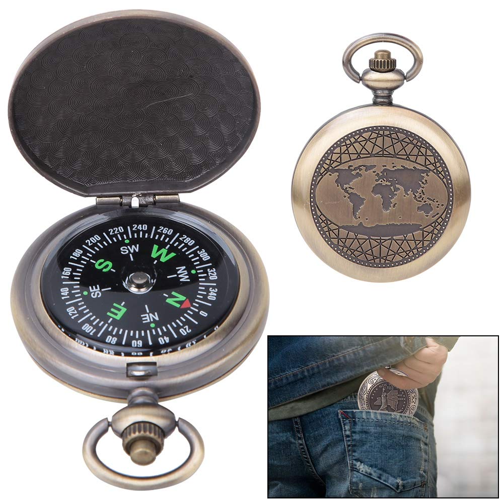 Vintage Pocket Watch Compass - Zinc Alloy Flip Open for Hiking & Outdoor Navigation