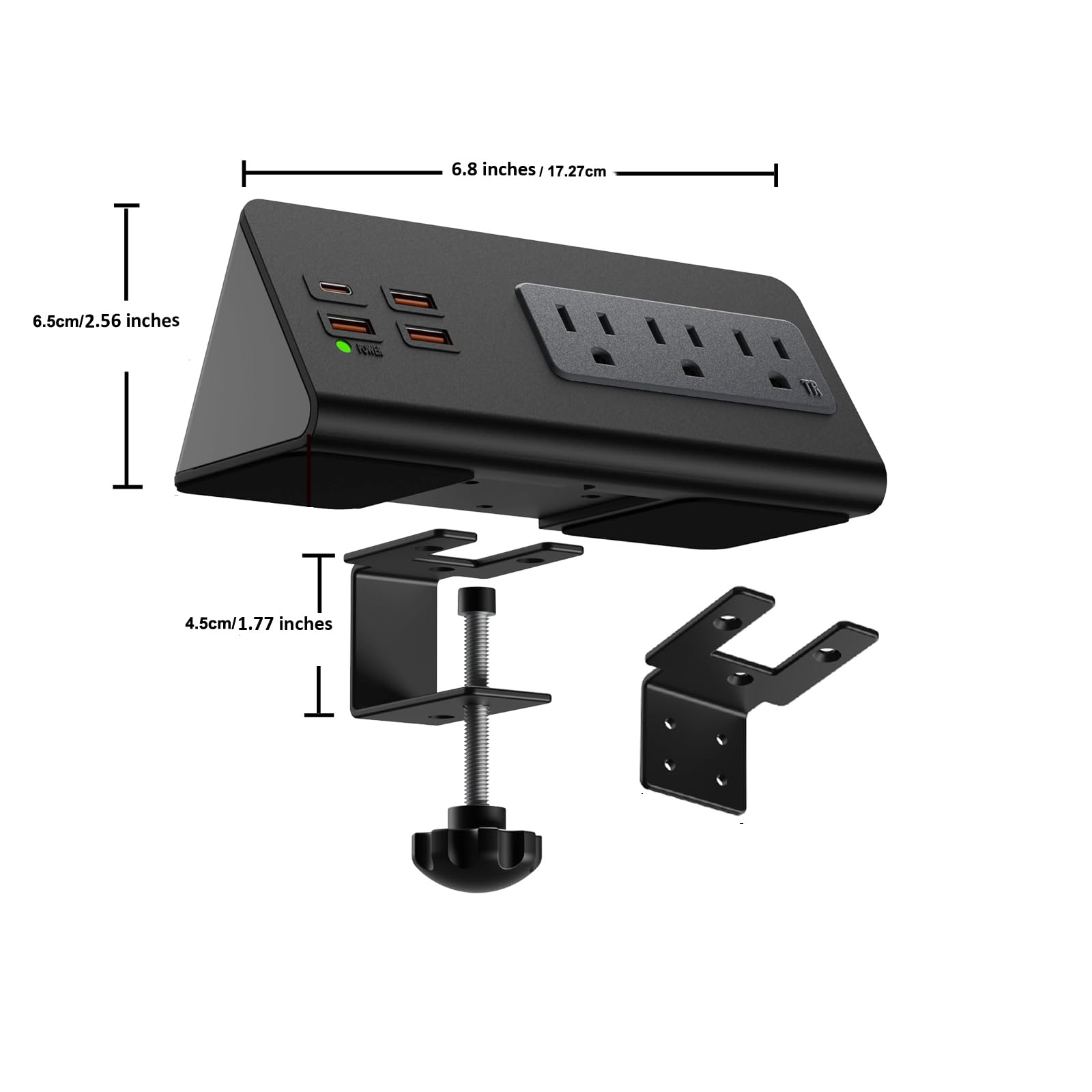 Desk Edge Mount Power Outlets with USB Charge Ports - Space Saving Power Strip for Home Office, Dorm & Workspace - Perfect for Computer Desks, Gaming Setup & Workstations