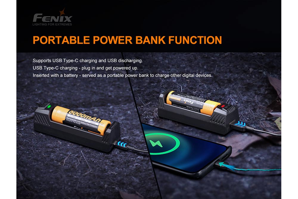 Fenix ARE-X1 V2.0 Smart Battery Charger for AA AAA Li-ion NiMH - Fast Charging with LCD Display | Perfect for Home, Travel & Emergency Power Supply