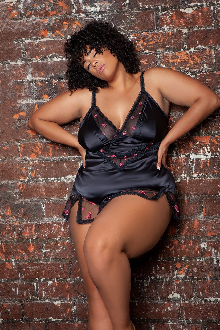 BeWicked Women's Sexy Lace Babydoll Nightie - Black Lingerie for Valentine's Day & Romantic Nights (Style 2246P) | Perfect for Bridal Shower, Honeymoon & Special Occasions