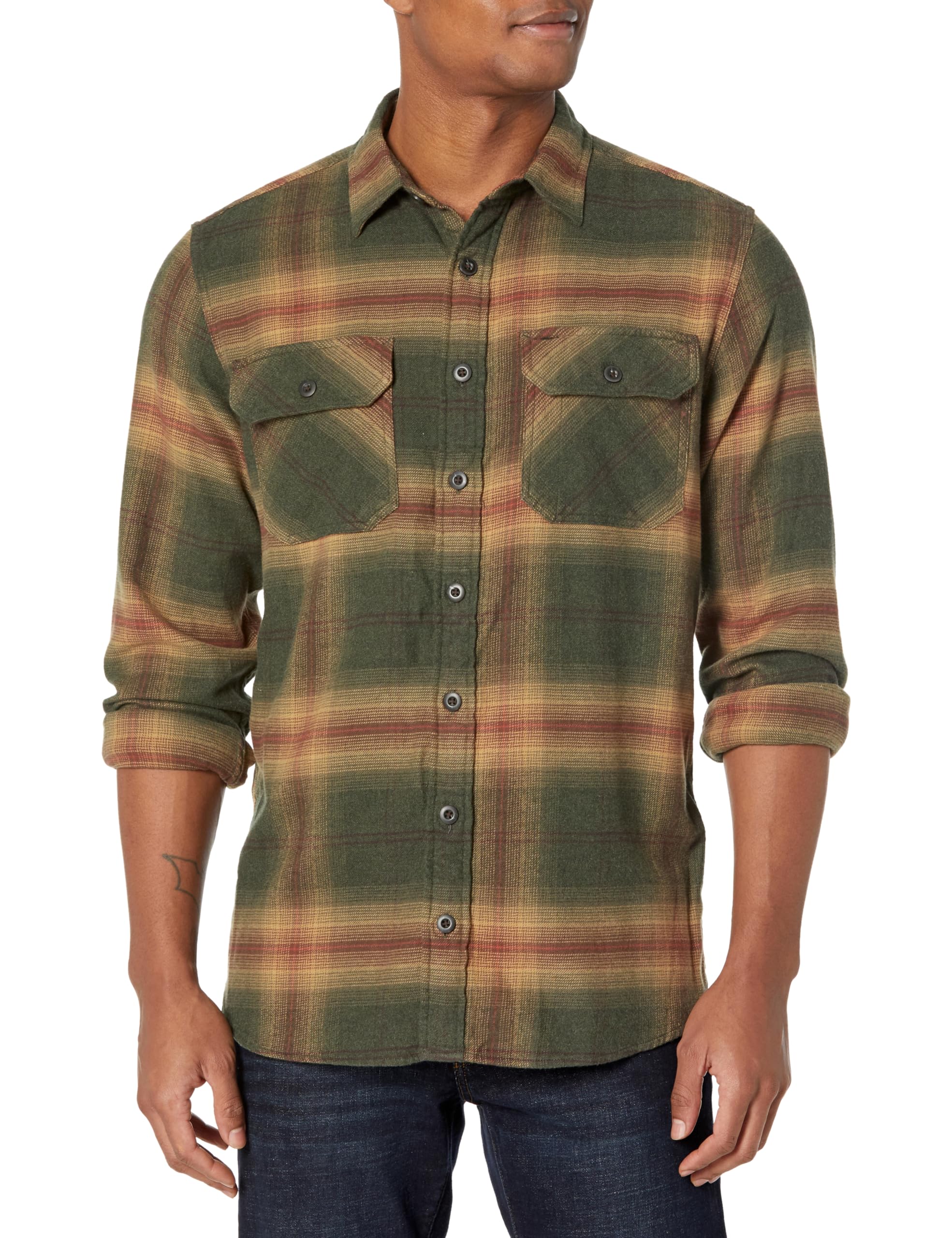 Pendleton Men's Long Sleeve Tall Super Soft Burnside Flannel Shirt - Comfortable & Durable Plaid Shirt for Outdoor Activities, Camping & Casual Wear