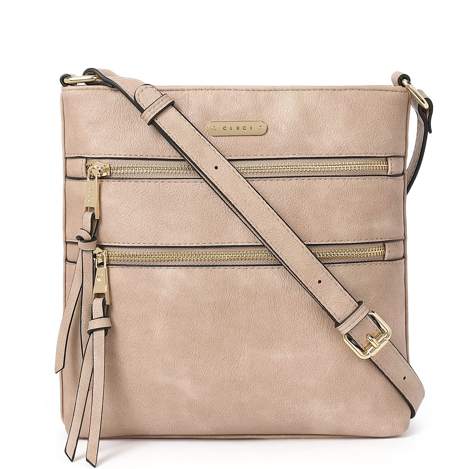 CLUCI Women's Soft Leather Crossbody Purse with Adjustable Strap & Zipper Pocket - Medium Size Shoulder Handbag for Work, Travel & Everyday Use