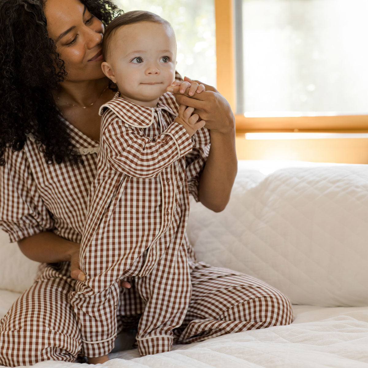 Baby Pajama Romper - Soft Cotton Brick Gingham Sleepwear for Infants & Toddlers | Final Sale | Perfect for Nursery, Bedtime & Playtime