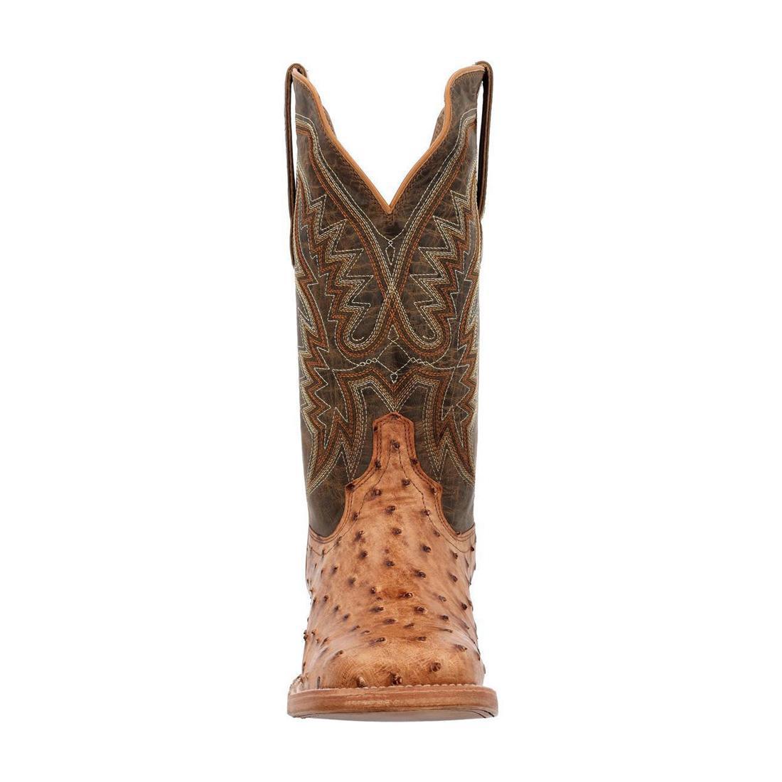 PRCA Collection Full Quill Ostrich Western Boots - Genuine Exotic Leather Cowboy Boots for Men & Women - Vintage Antique Saddle Brown - Perfect for Rodeo, Country Dancing & Western Fashion