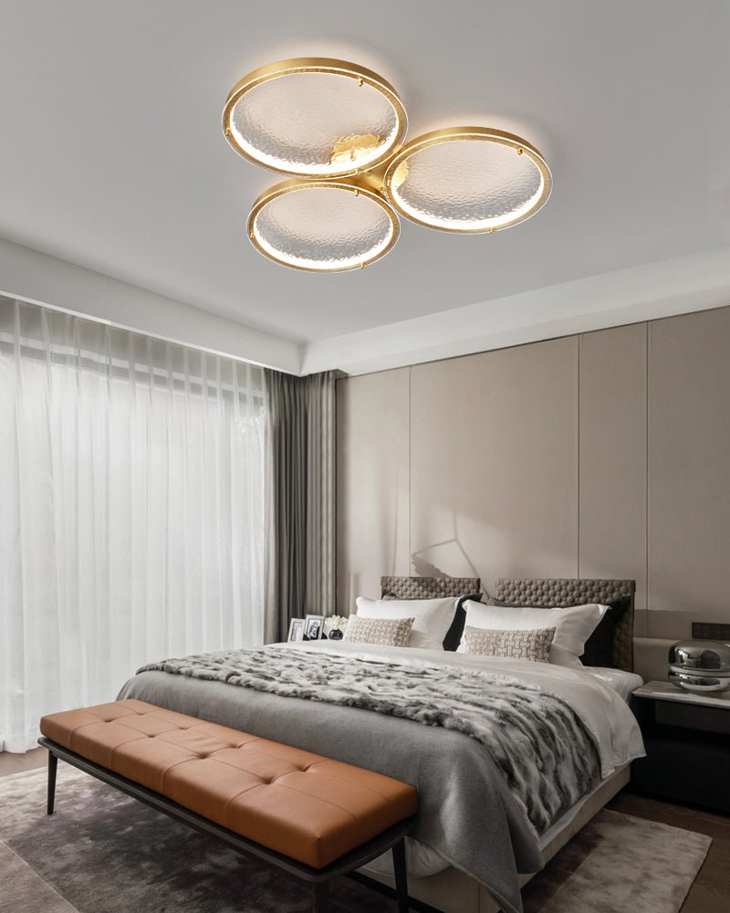 Golden Rings Ceiling Light Fixture - Modern Crystal Chandelier for Dining Room, Living Room & Bedroom - Elegant Lighting for Home Decor & Interior Design