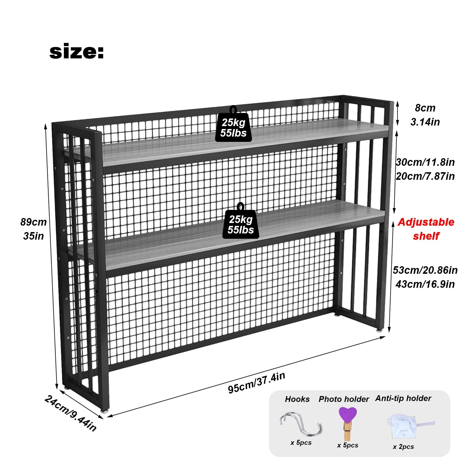 FPIGSHS Adjustable Desk Bookshelf Organizer Rack - 95cm Height Desktop Bookcase for Computer Desk, Office Supplies Storage & Display Shelf - Perfect for Home Office, Study Room, and Workspace Organization