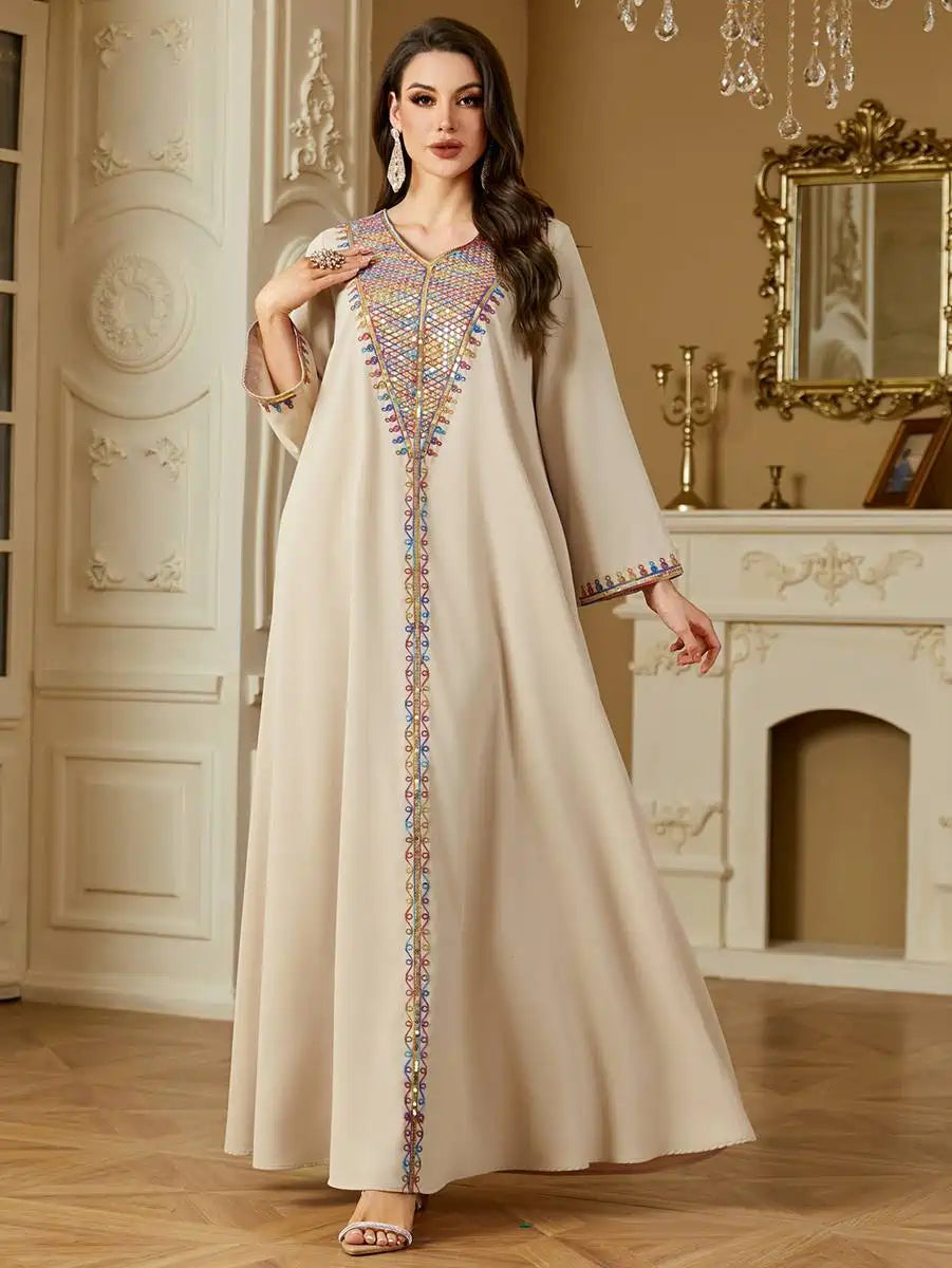 Elegant Eid Dress with Sequins & Embroidery - Stylish Caftan Kaftan Dress for Women #254220 | Perfect for Holiday Celebrations, Parties & Special Occasions