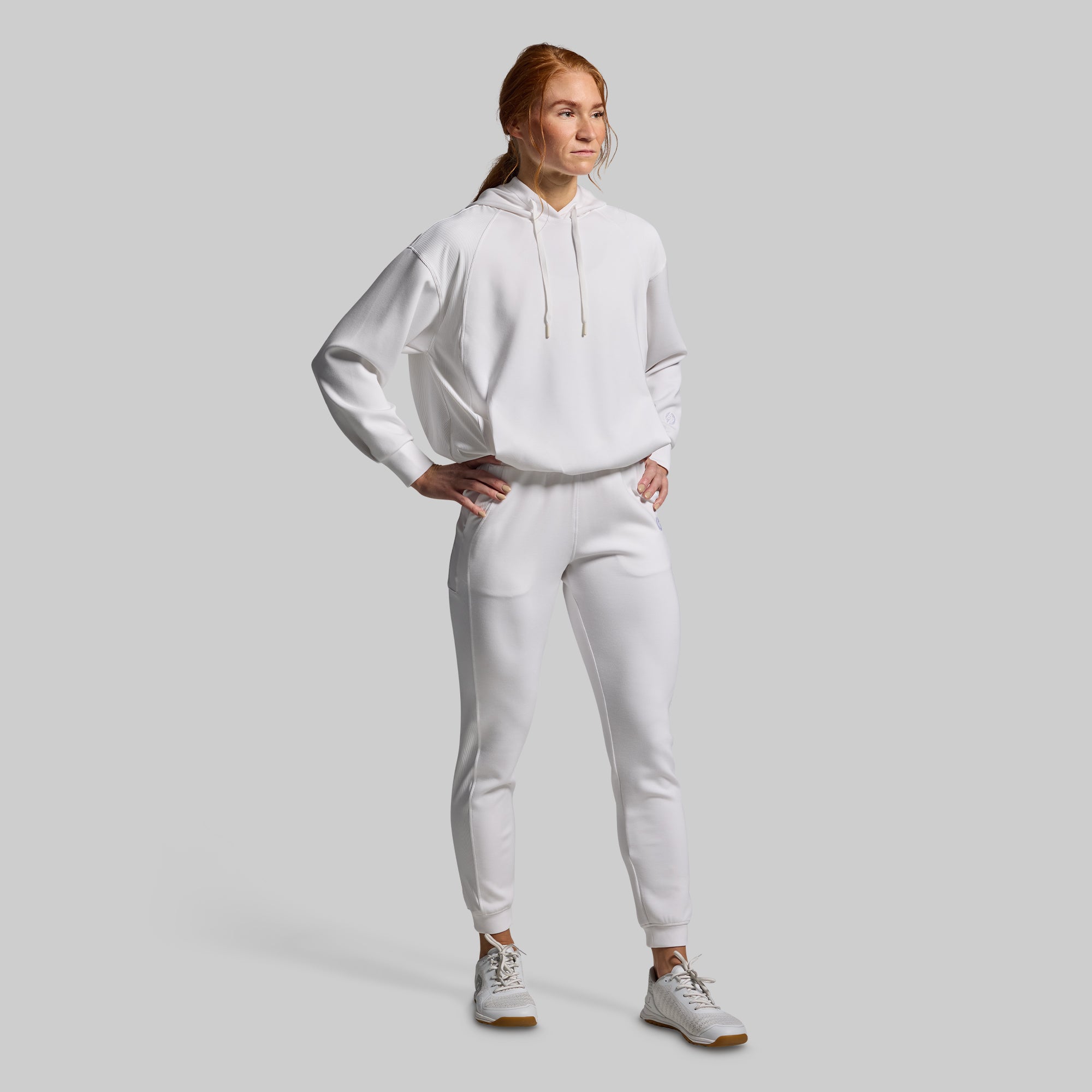 Cozy Lounge Lux Hoodie Set for Women - Soft Fleece Pullover & Joggers (White) - Perfect for Relaxing at Home, Yoga, and Casual Outfits