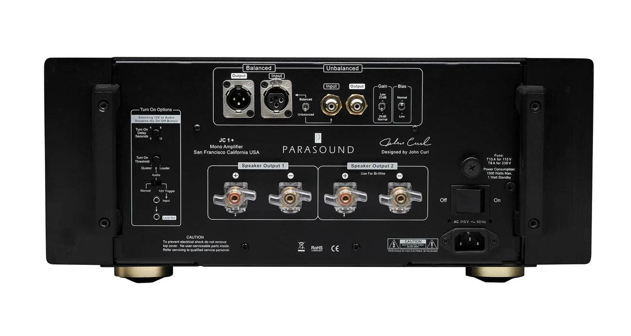 Parasound JC1+ High-End Monoblock Power Amplifier Pair - Premium Audio for Home Theater & Hi-Fi Systems