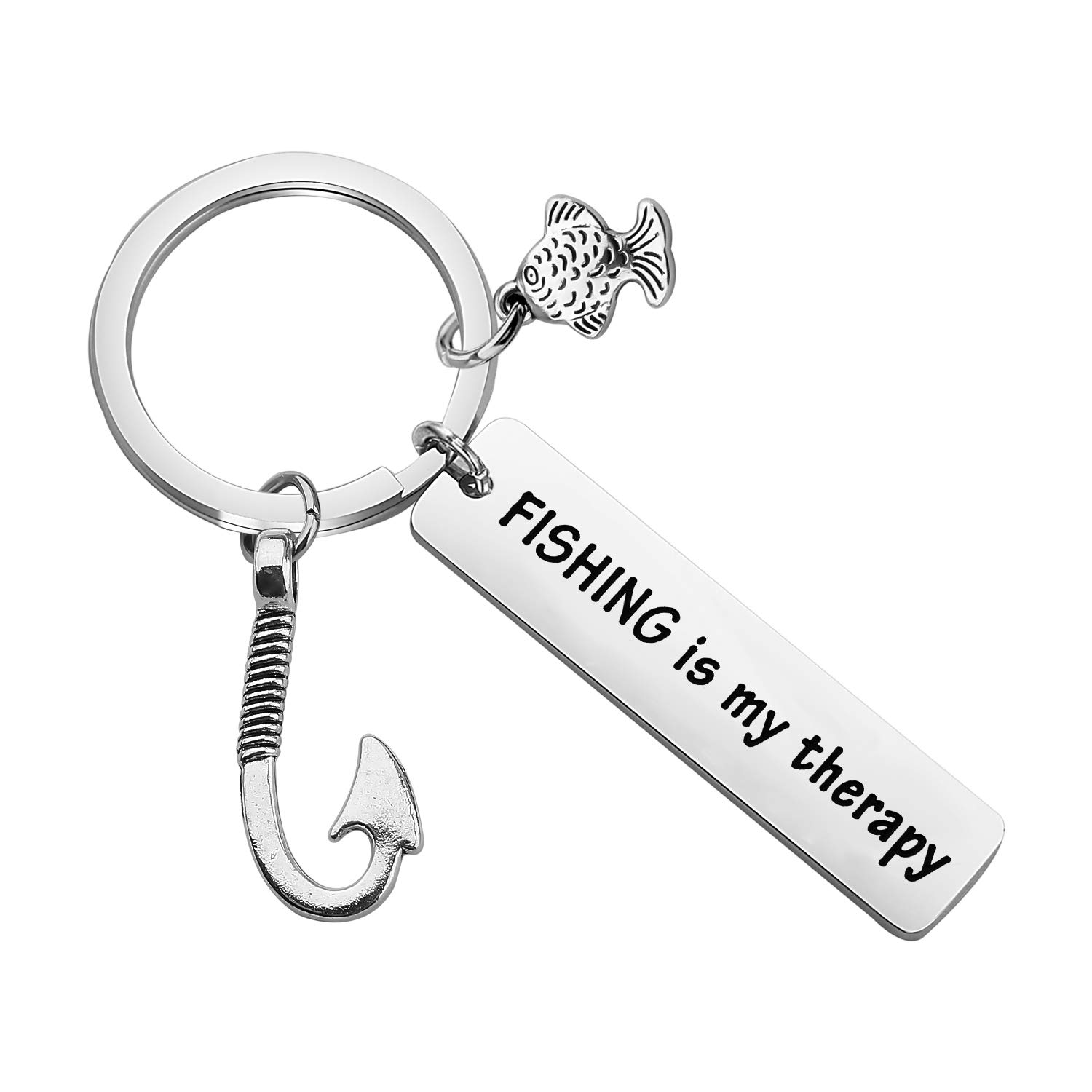 Fishing Keychain Gift for Anglers - Fish Hook Charm Jewelry for Men & Women - Perfect Fishing Lover Present for Birthday, Christmas - 