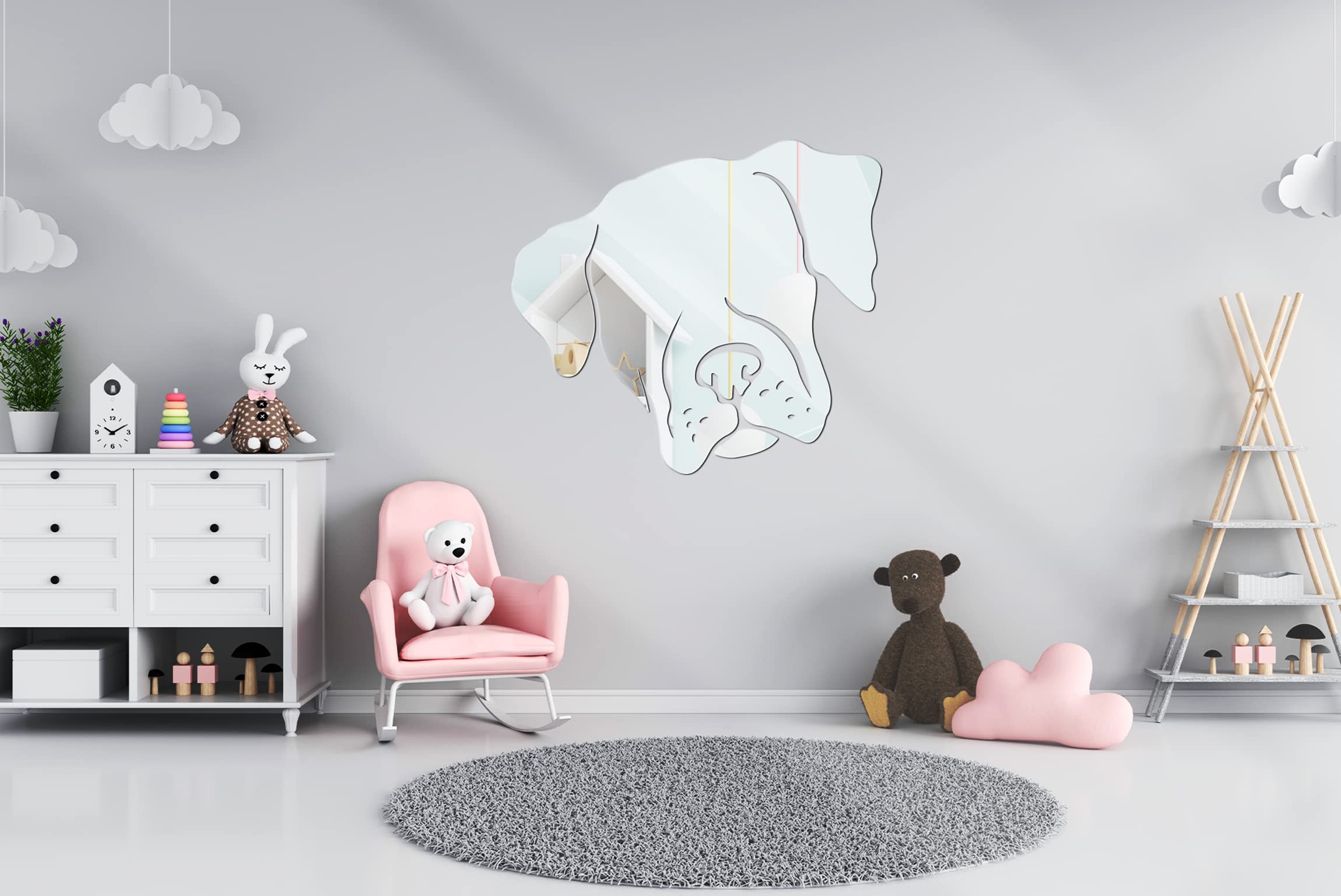 Stylish Dog-Shaped Wall Mirror - Decorative Home Mirror for Living Room, Bedroom & Entryway - Modern Interior Design Accent - Multiple Sizes Available (30