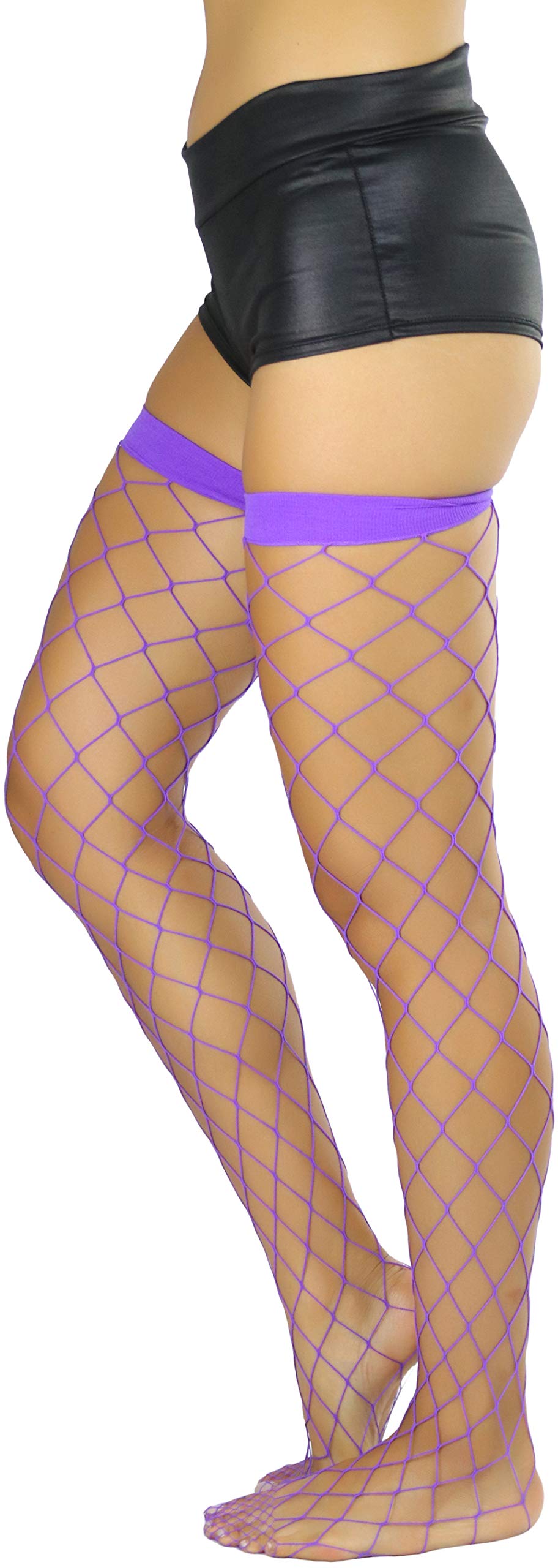 ToBeInStyle Women’s Bright & Vibrant Fishnet Thigh High Stockings - Sexy Sheer Tights for Party, Cosplay & Night Out