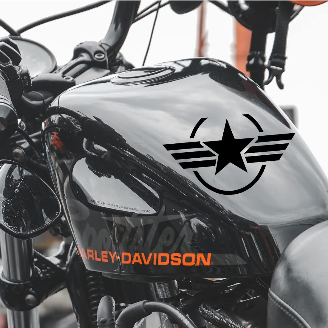 Koinstec Black Star Round Fancy Vinyl Stickers - Waterproof Decals for Cars, Motorcycles, Fridges, Laptops & More | Perfect for Personalizing Vehicles, Electronics & Home Decor