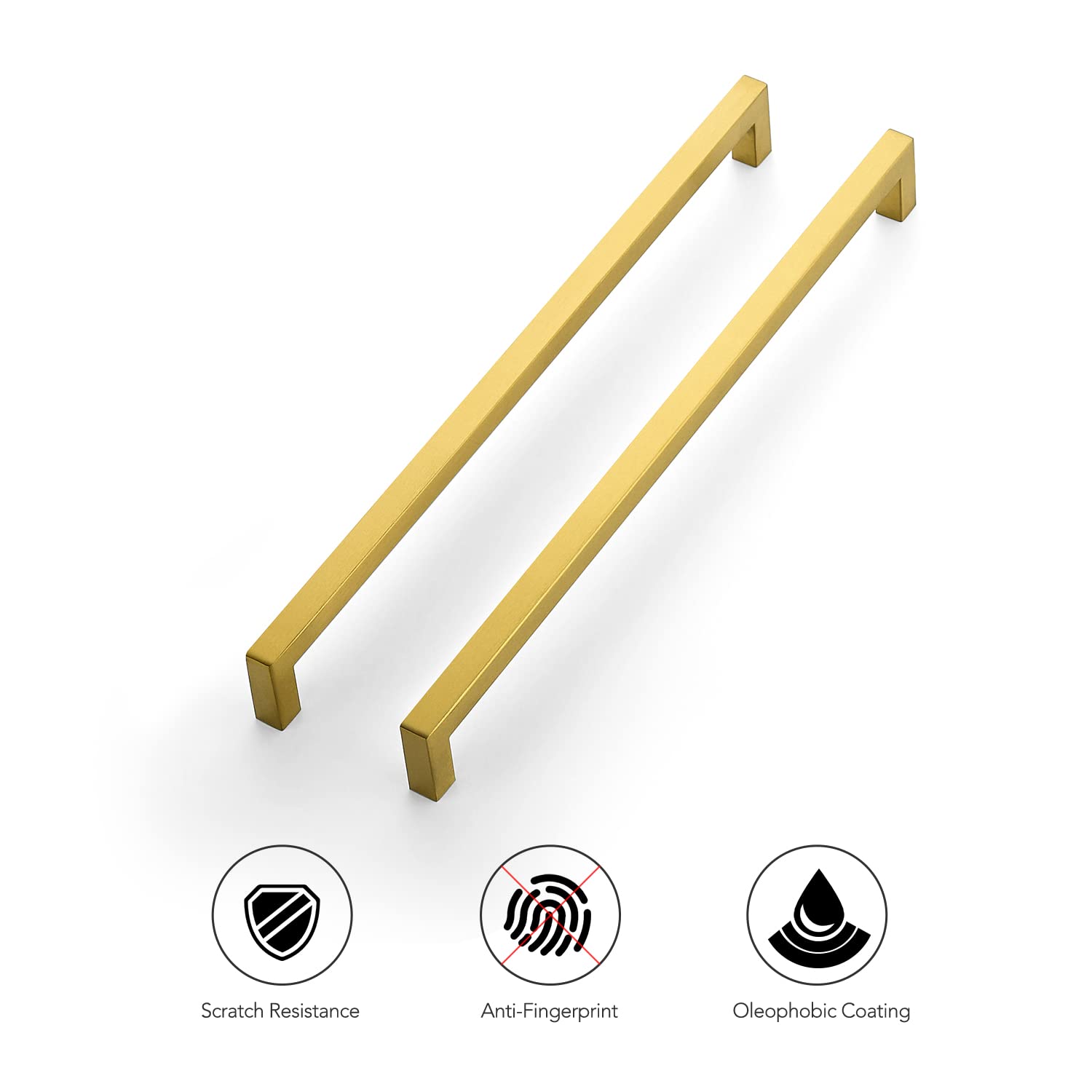 Ravinte 18 Pack 12-3/5 Inch Brushed Brass Square Cabinet Handles & Drawer Pulls - Durable Kitchen Cabinet Hardware for Modern Cabinets, Cupboards & Furniture (Perfect for Home Renovation & DIY Projects)